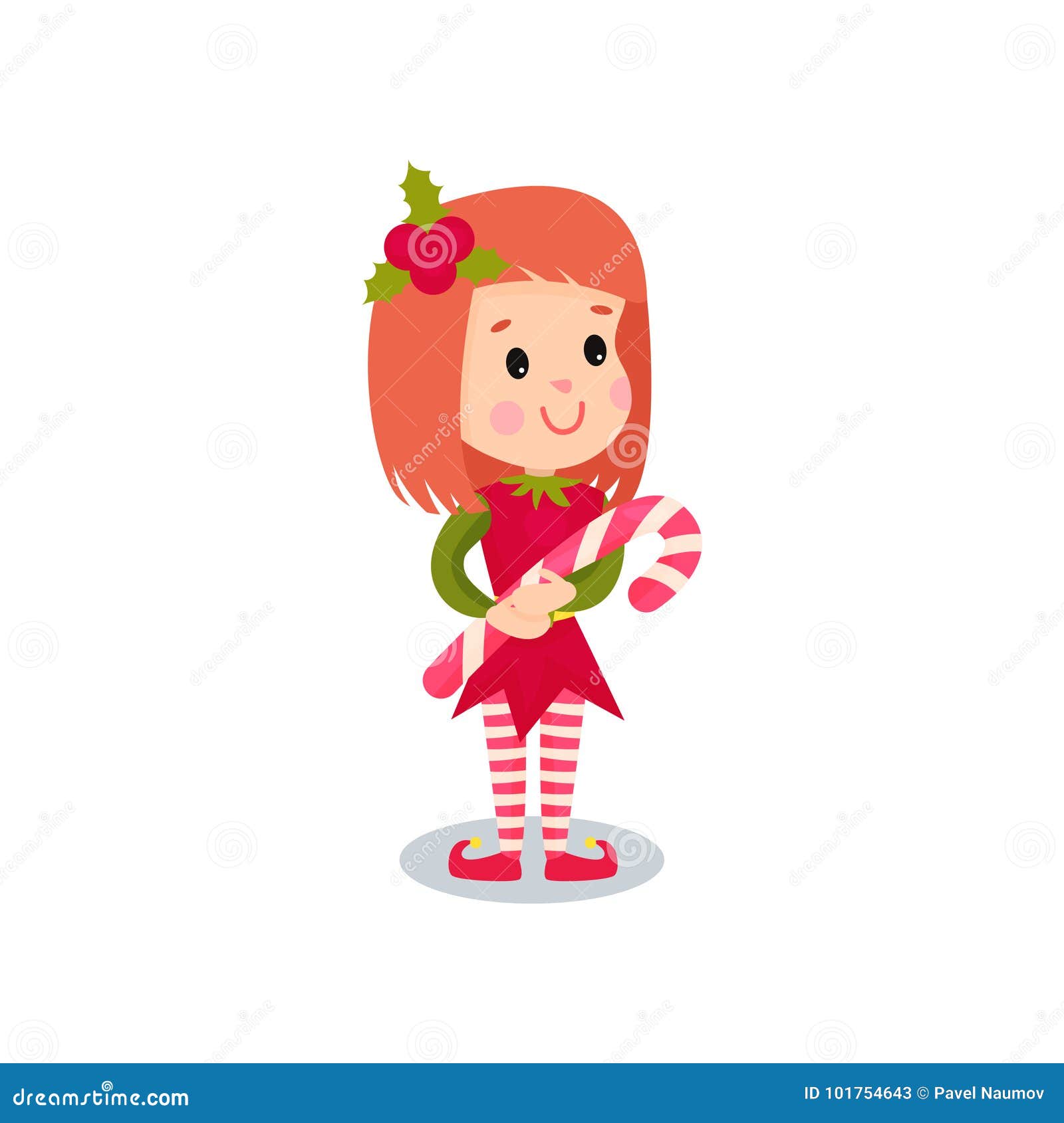 Sweet Little Girl in the Costume of Elf, Kid in Festive Fancy Dress Cartoon  Vector Illustration Stock Vector - Illustration of pink, december: 101754643