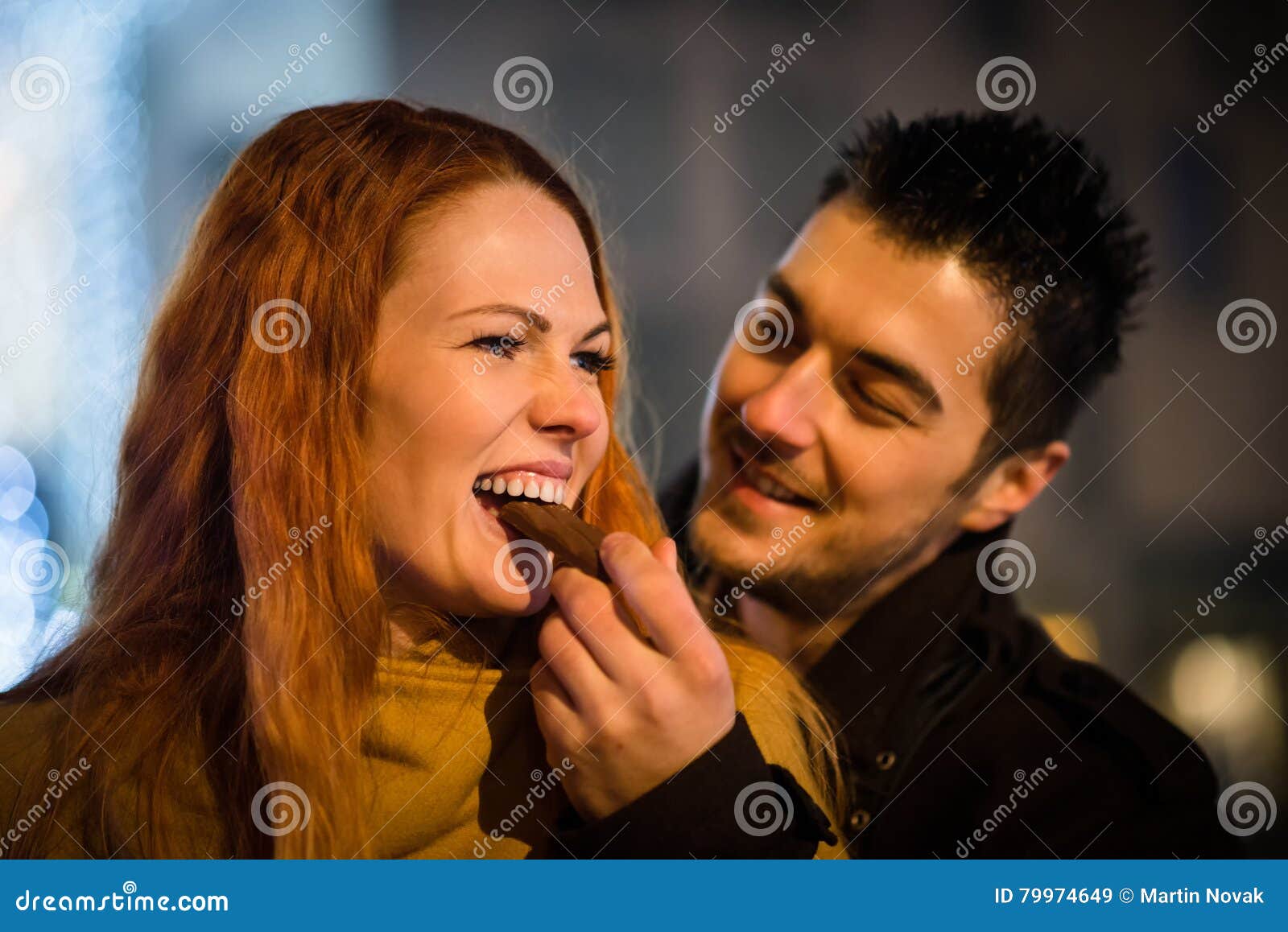 Sweet Love - Couple Eating Chocolate Stock Image - Image of feed ...