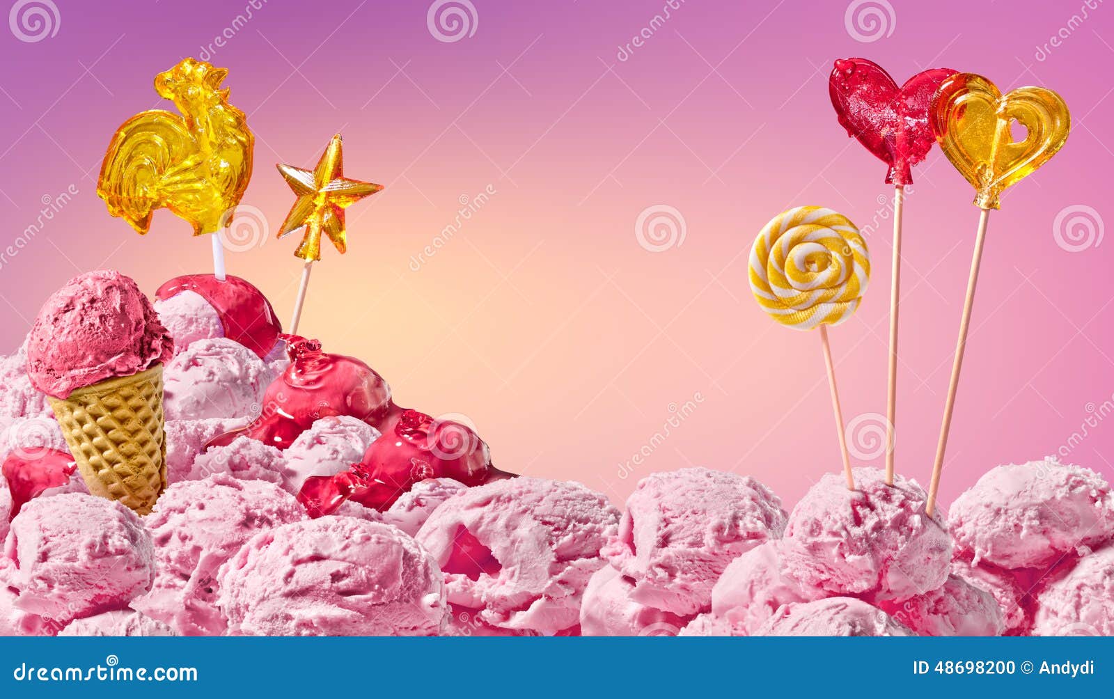 Sweet Magical Landscape of Ice Cream and Candy Stock Photo Image of