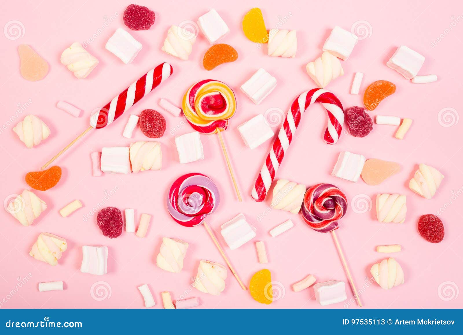 Sweet Marshmallows with Lollipop Stock Image Image of lollipop, food