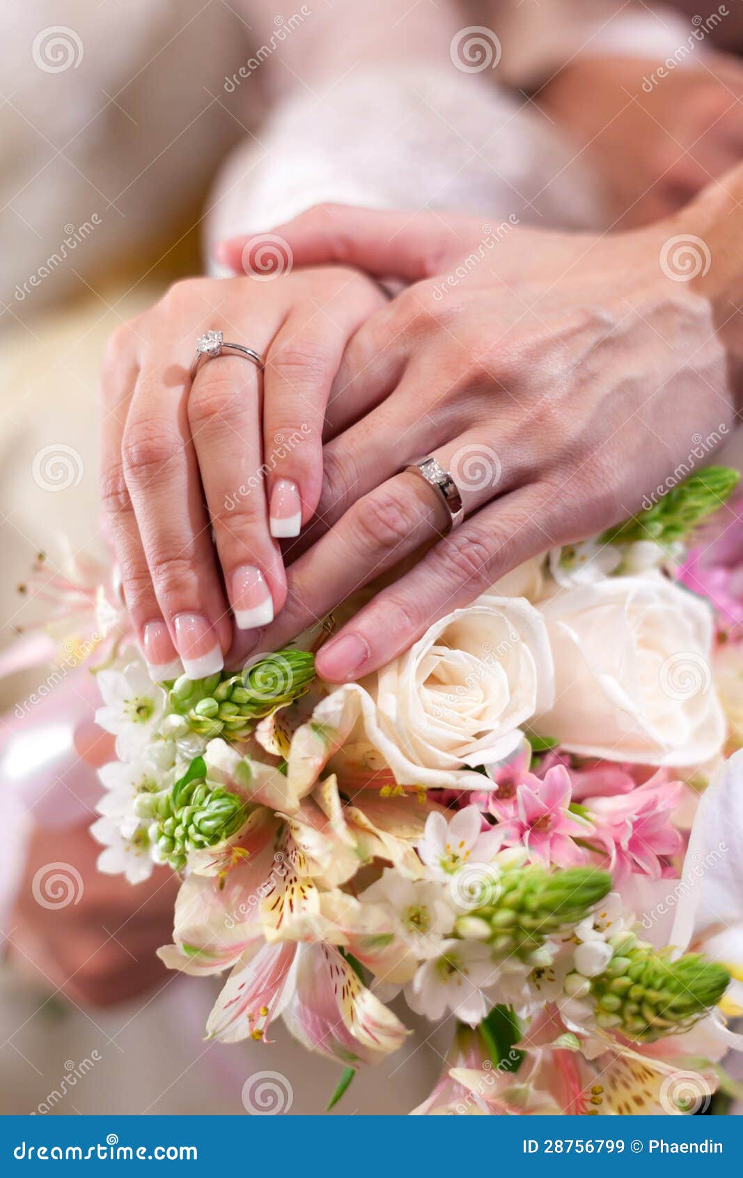 sweet newly wed holding hands
