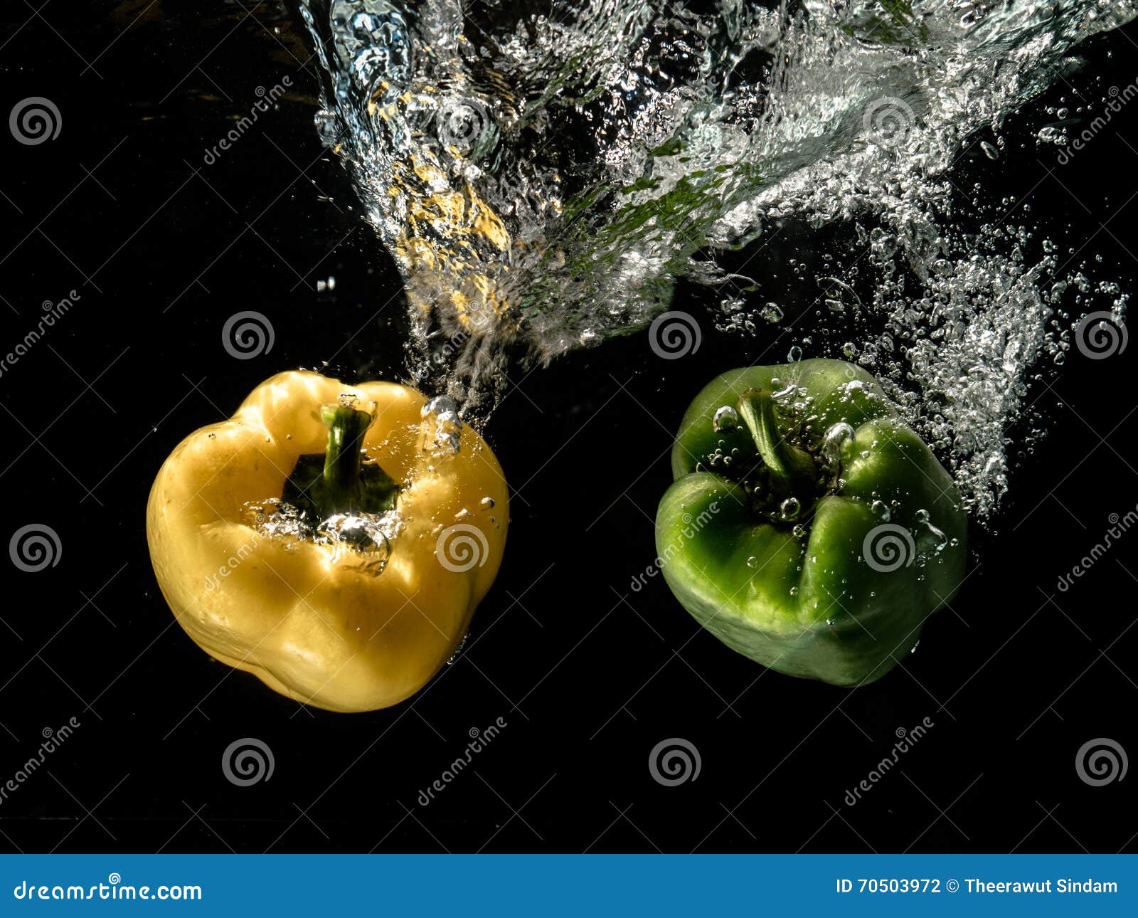 Sweet Pepper Dropped into Water with Splash Stock Photo Image of