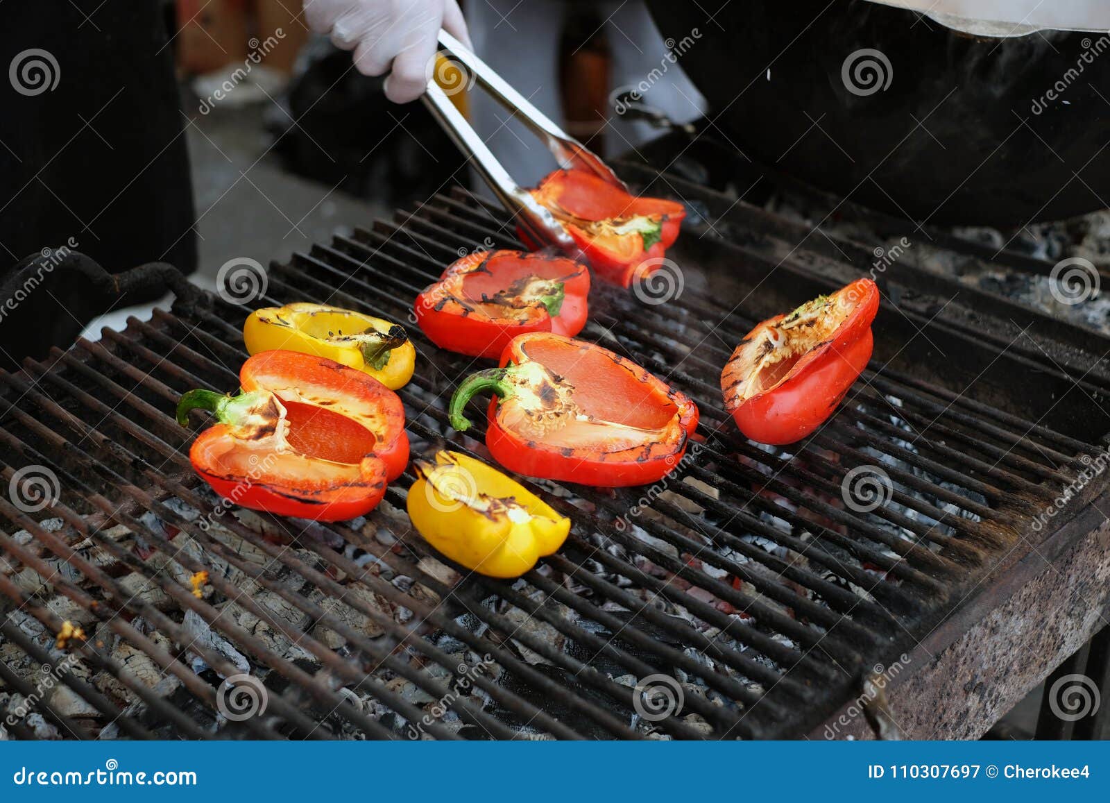Sweet pepper on the grill. stock image. Image of grill 110307697