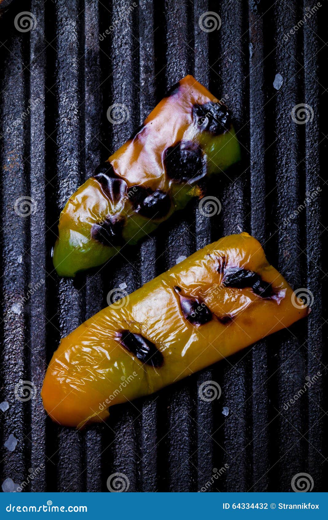 Sweet Pepper on a Grill Pan. Toned Stock Photo Image of bread