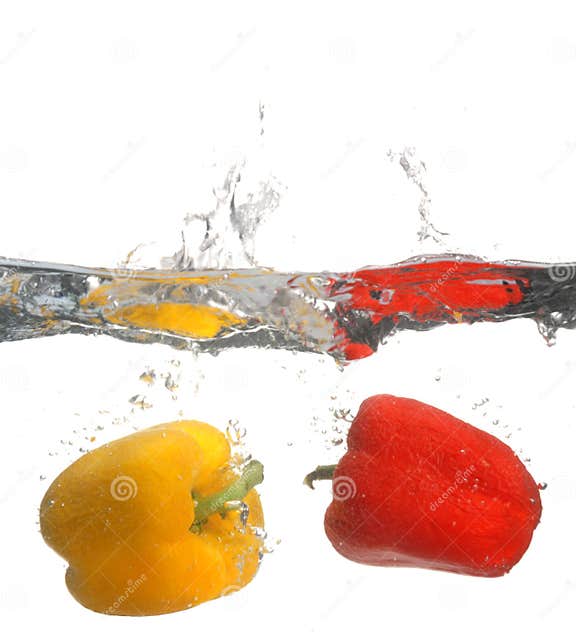 Sweet pepper in water stock image. Image of clean, float 4592189