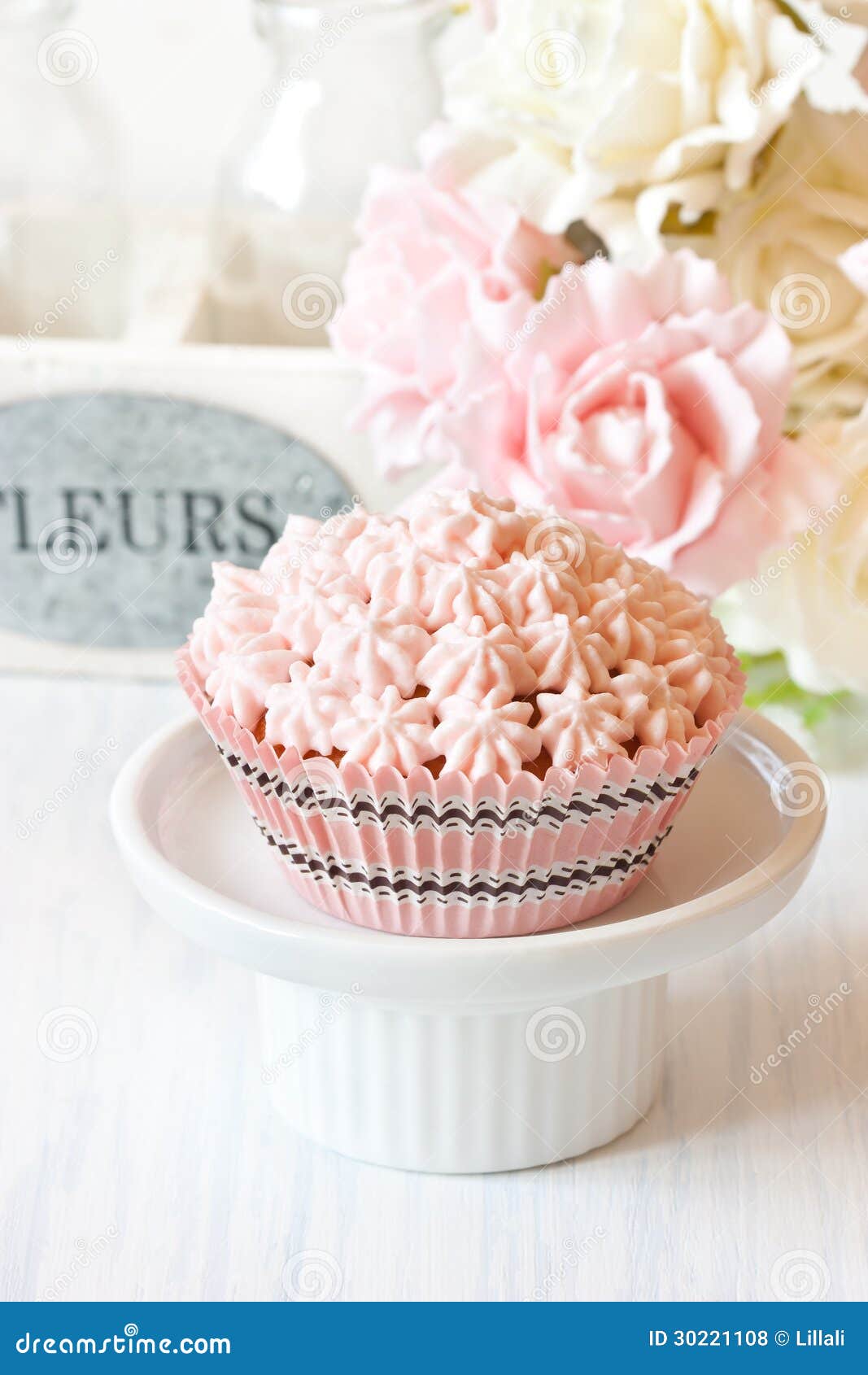Pink cupcake. stock photo. Image of gourmet, stand, baked 30221108