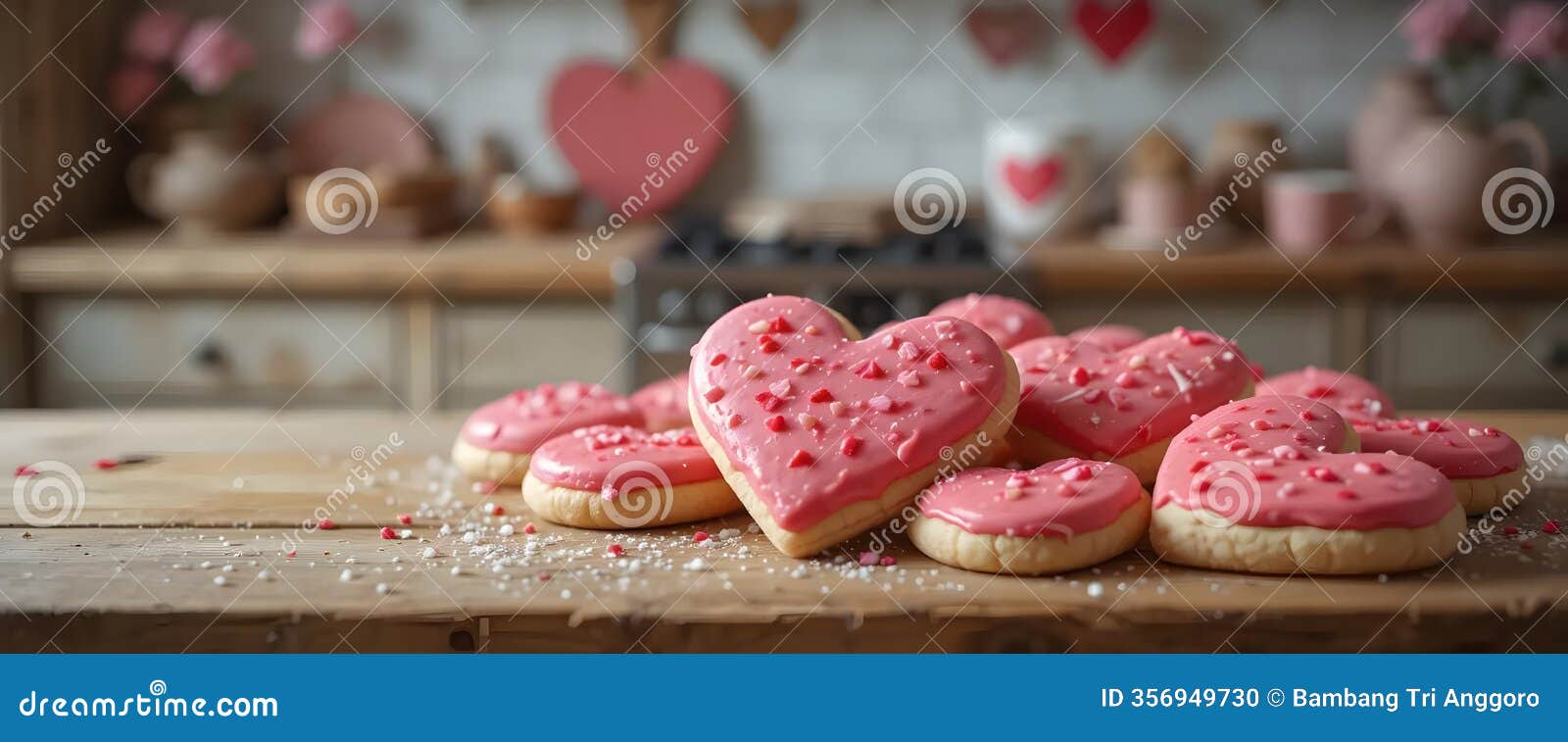 heart-d sugar cookies: a romantic pink glaze delight