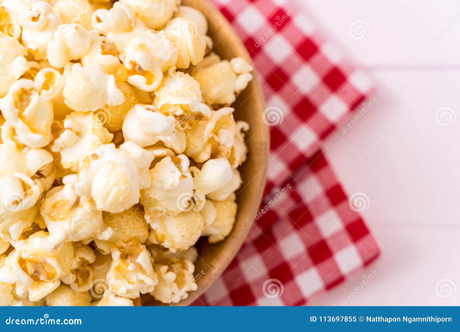 Sweet popcorn on wood stock image. Image of corn, salty 113697855