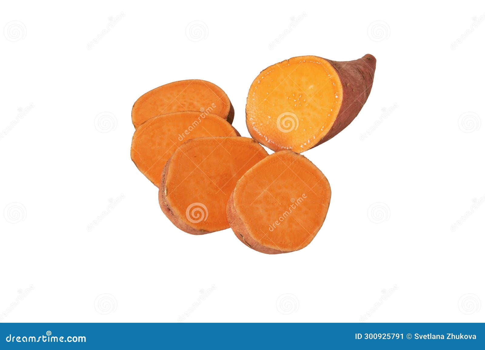 sweet potato or boniato sliced tube  on white. transparent png additional format
