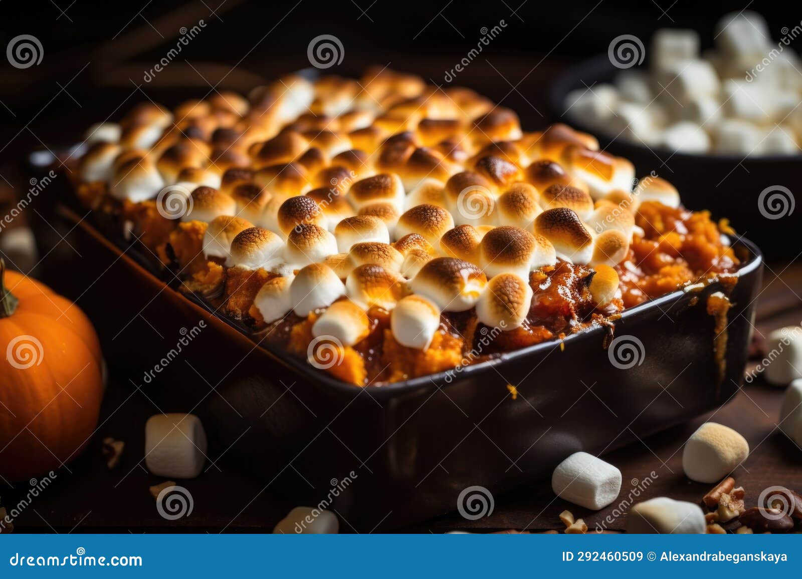 Sweet Potato Casserole with Marshmallows on Top Stock Image Image of