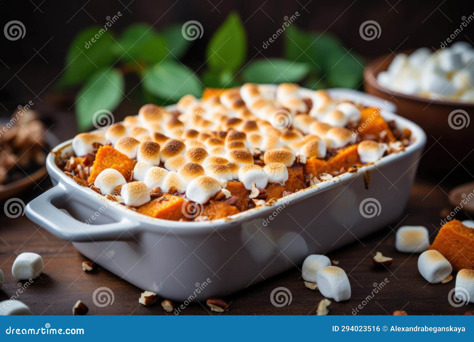 Sweet Potato Casserole with Marshmallows on Top Stock Illustration ...
