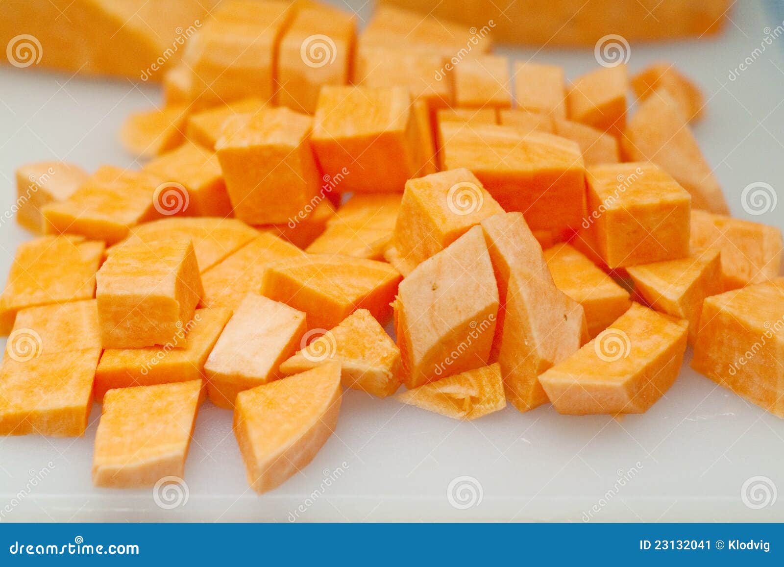 Sweet potato cubes stock image. Image of board, batatas 23132041