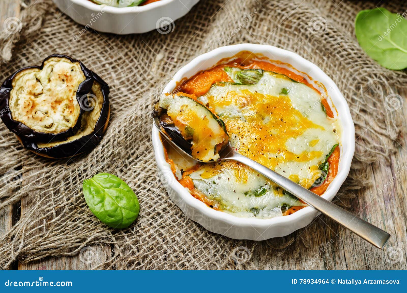 Sweet Potatoes Spinach Eggplant Casserole Stock Photo Image of snack