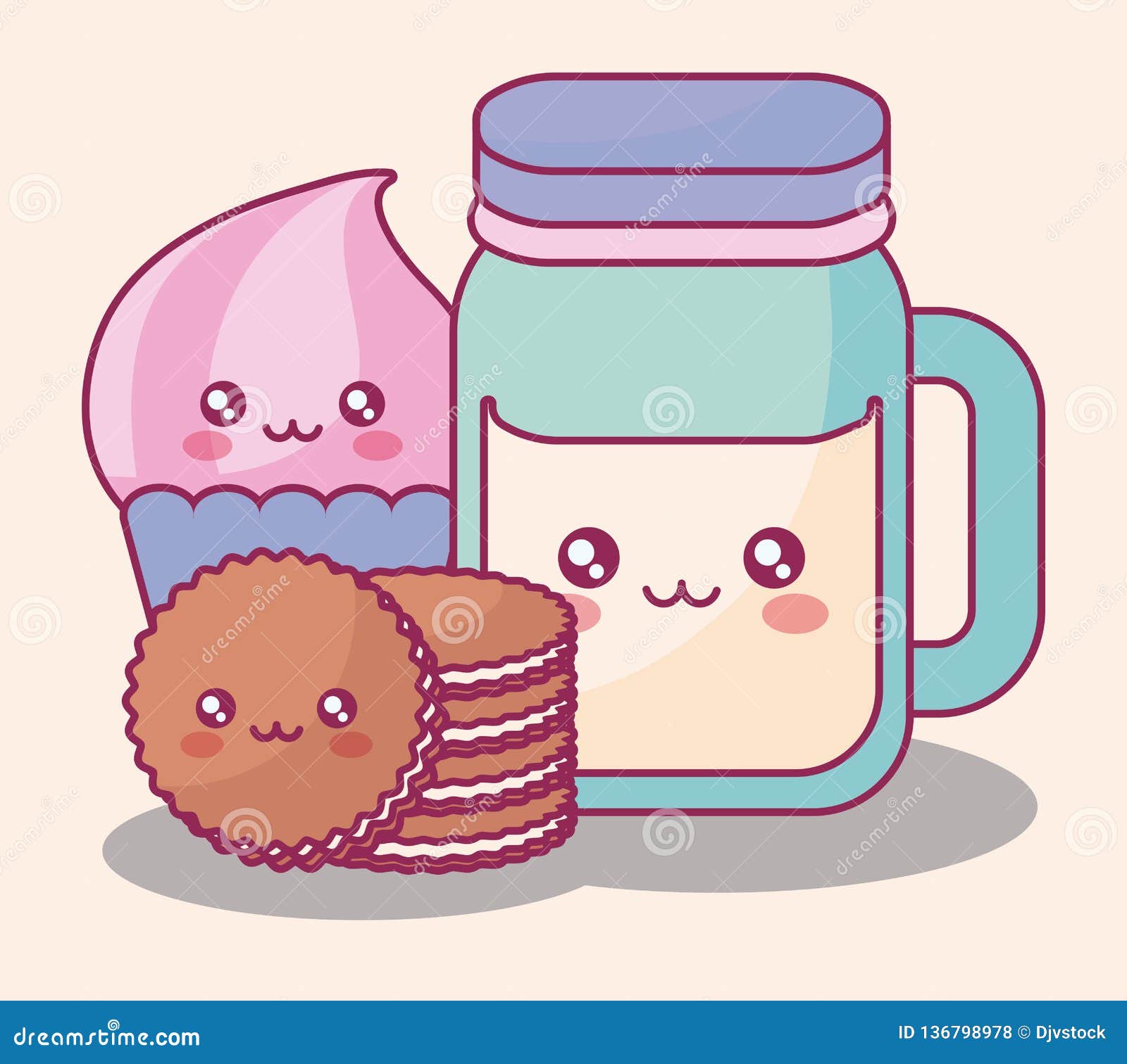 Sweet Products Kawaii Characters Stock Vector Illustration Of Drink Emoticon 136798978