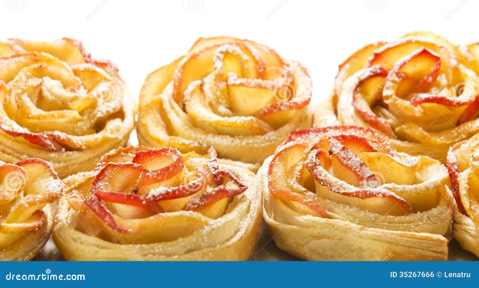 Sweet Rolls with Apples in the Form of Roses on White Backgroun Stock ...