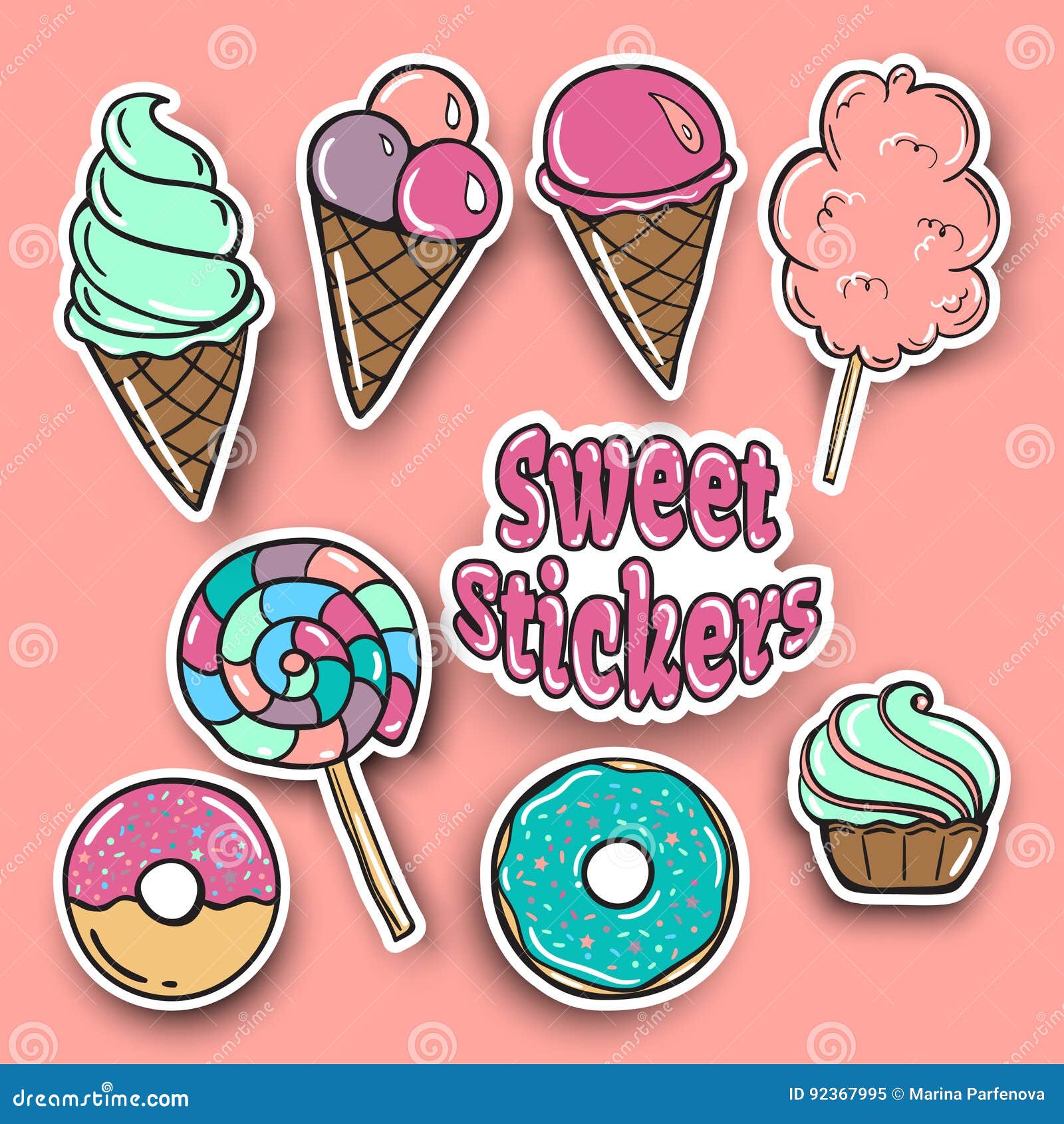 Sweets Food Ice Cream Cookie Car Bumper Sticker Decal 5" x 5"