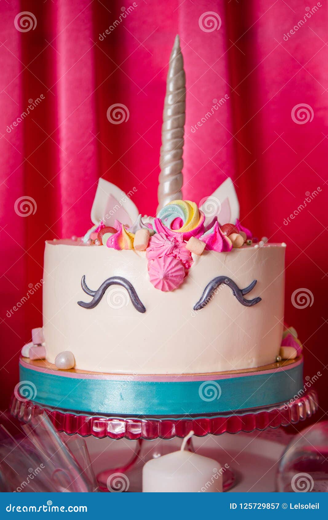 Sweet Table and Big Unicorn Cake for Baby Girl First Birthday ...