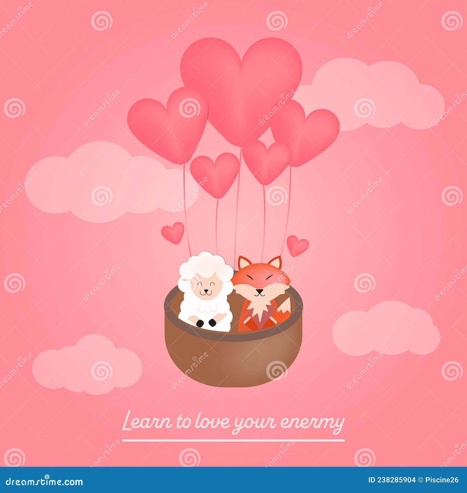 To Take An Enemy s Heart Sweet Valentine Day Card To Learn To Love Your Enemy with Enemies Loving Each Other in the Heart Balloon Stock Vector - Illustration of february, enemy: 238285904