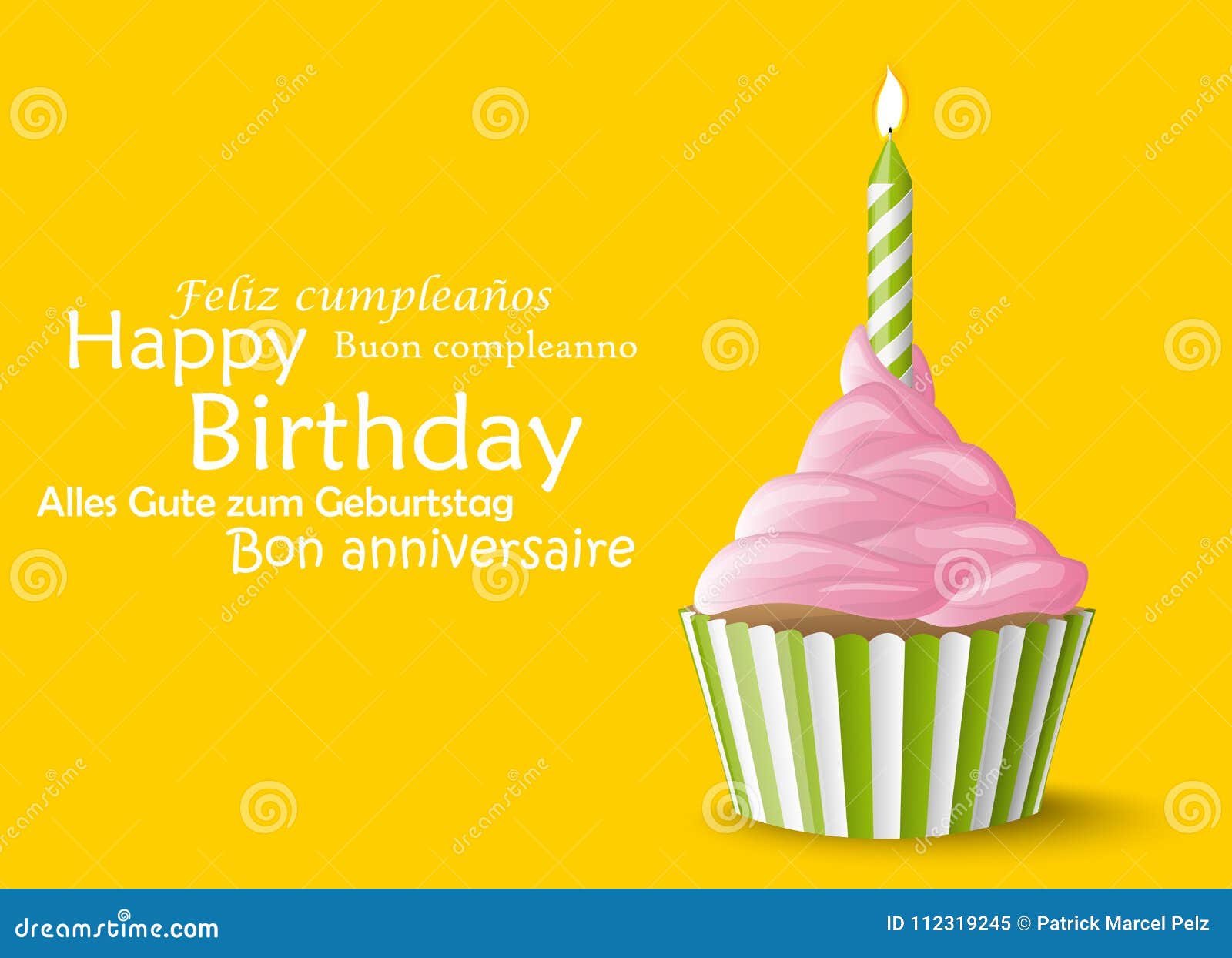 Happy Birthday Cupcake With Candle Stock Vector Illustration Of Isolated Party Happy Birthday Cupcake With Candle Stock Vector Illustration Of Isolated Party