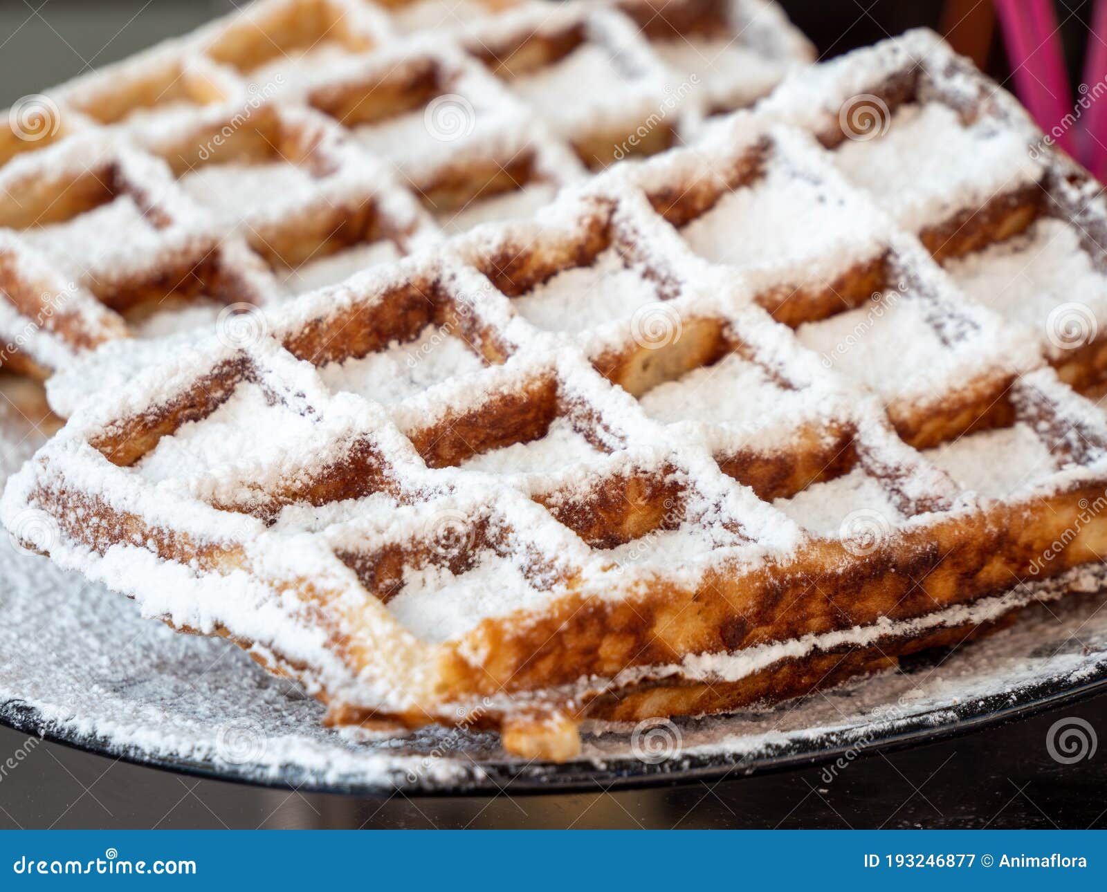 Sweet Waffle with Powdered Sugar Stock Image Image of calories, glucose 193246877
