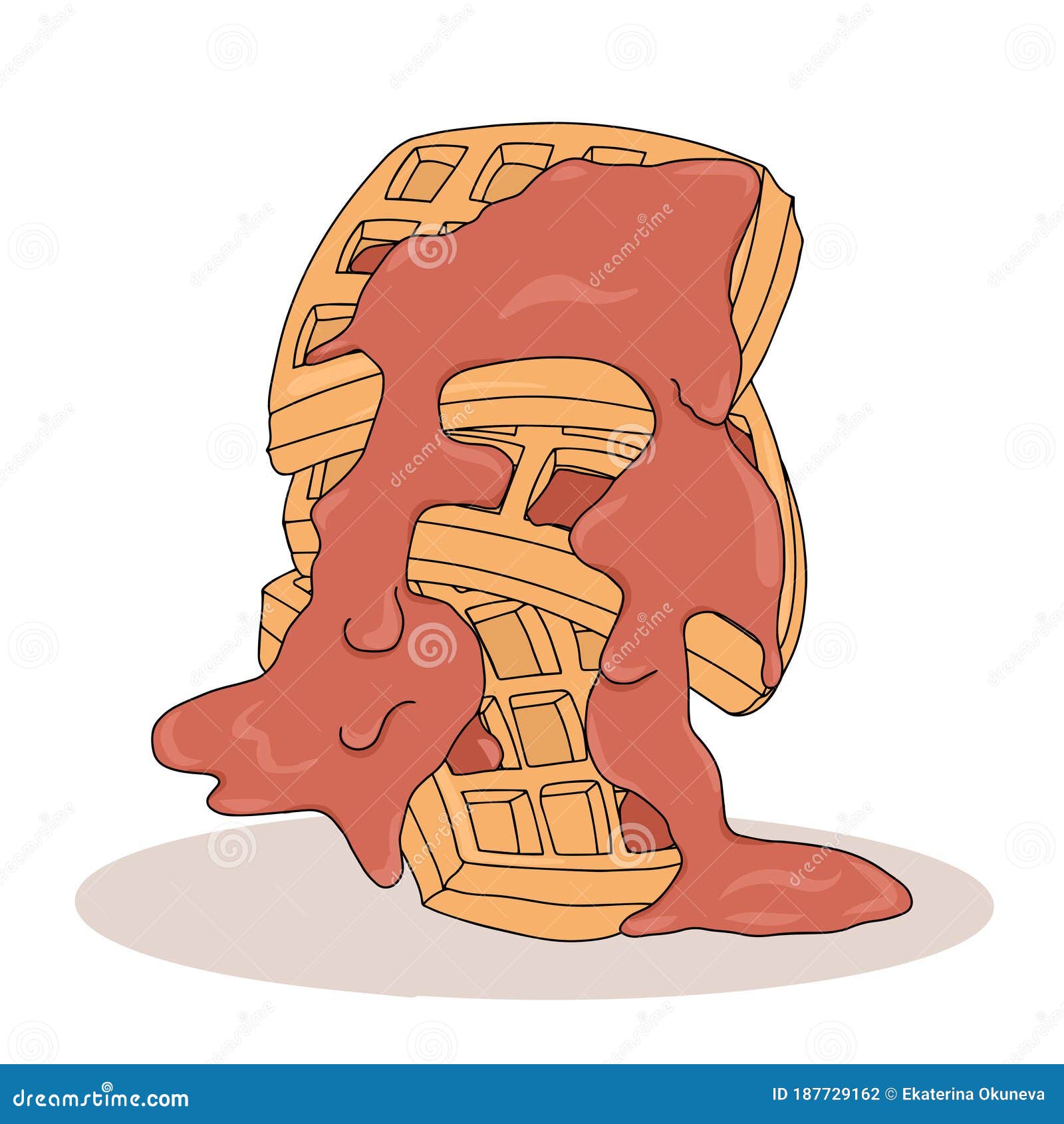 Cartoon Belgian Waffles Drawing Vector Illustration | CartoonDealer.com