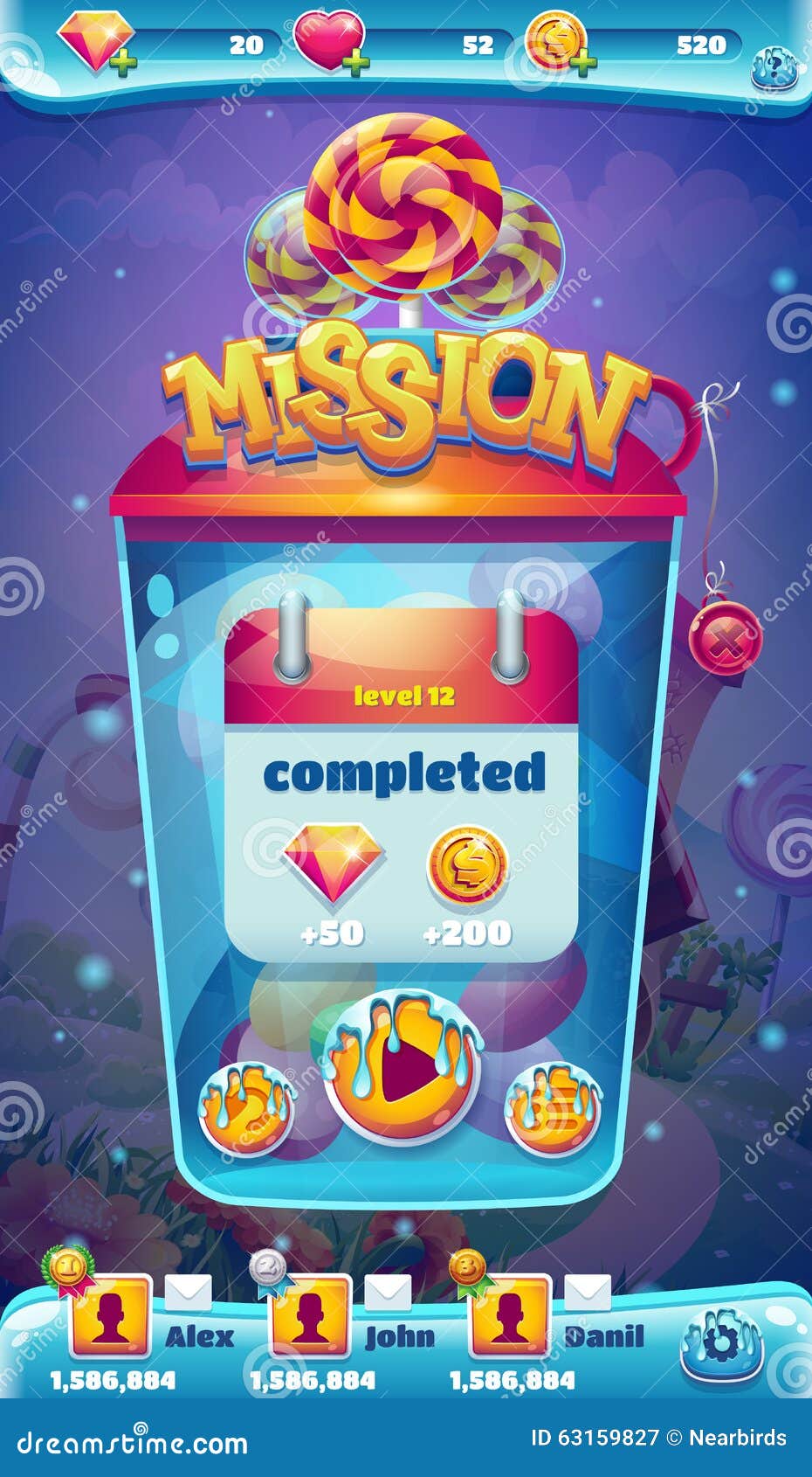 sweet world mobile gui mission completed window