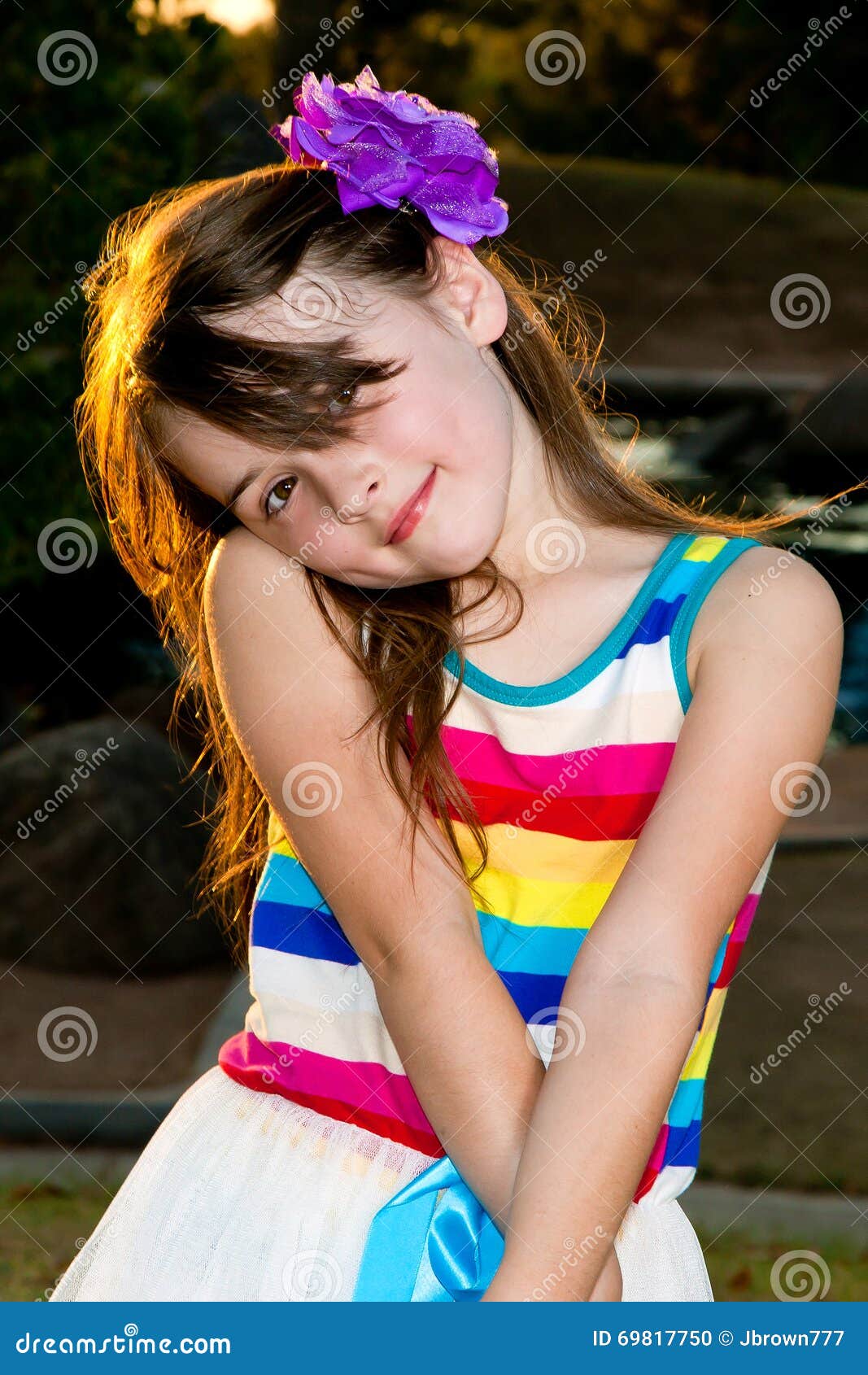 Sweet Young Girl Crossed Arms Stock Photo Image Of Portrait