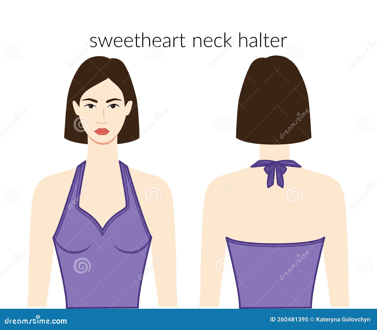 Set of necklines strapless clothes - sweetheart Vector Image