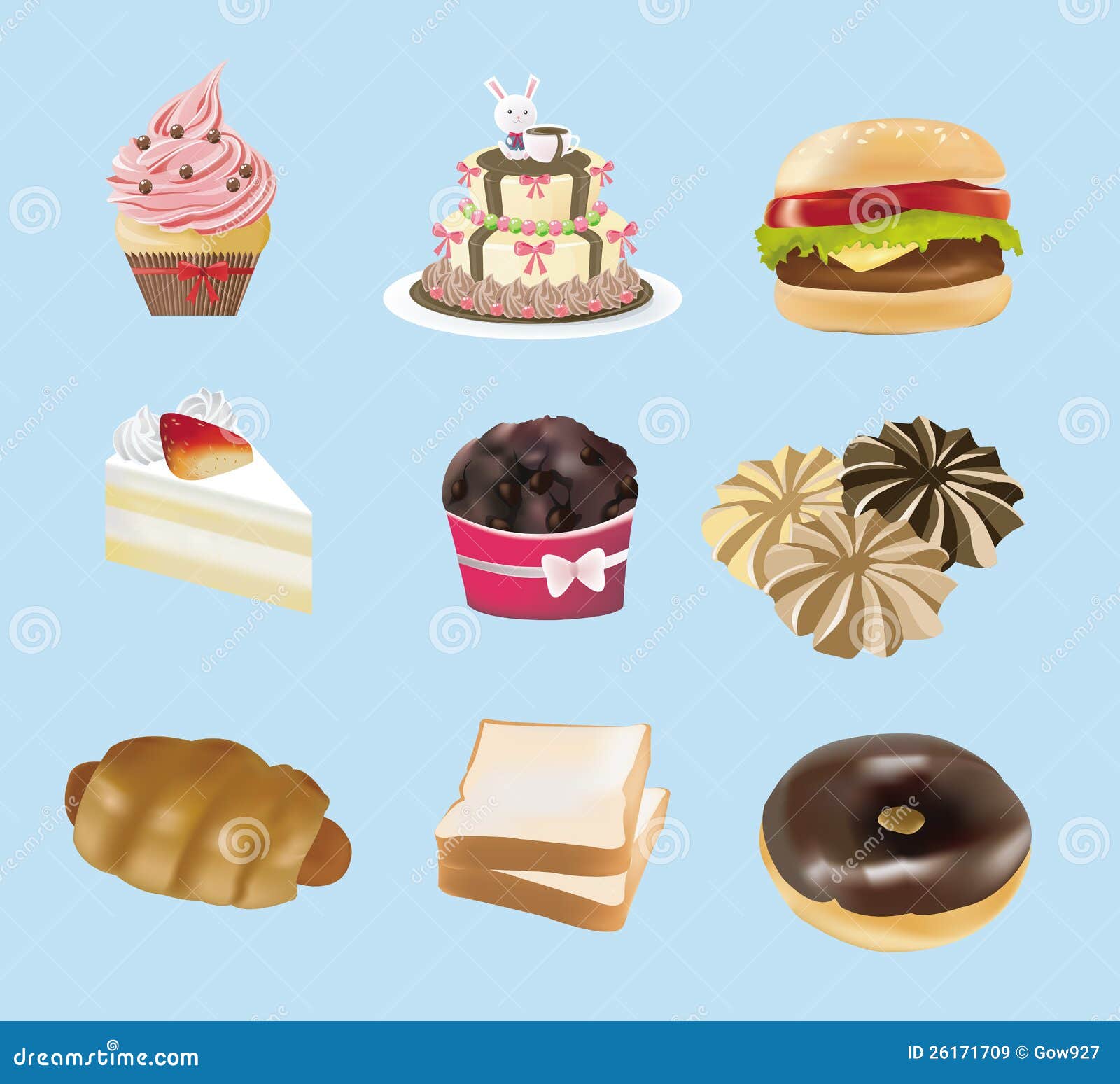 Sweets, Bakery, and Fast Food Collection Stock Vector Illustration of