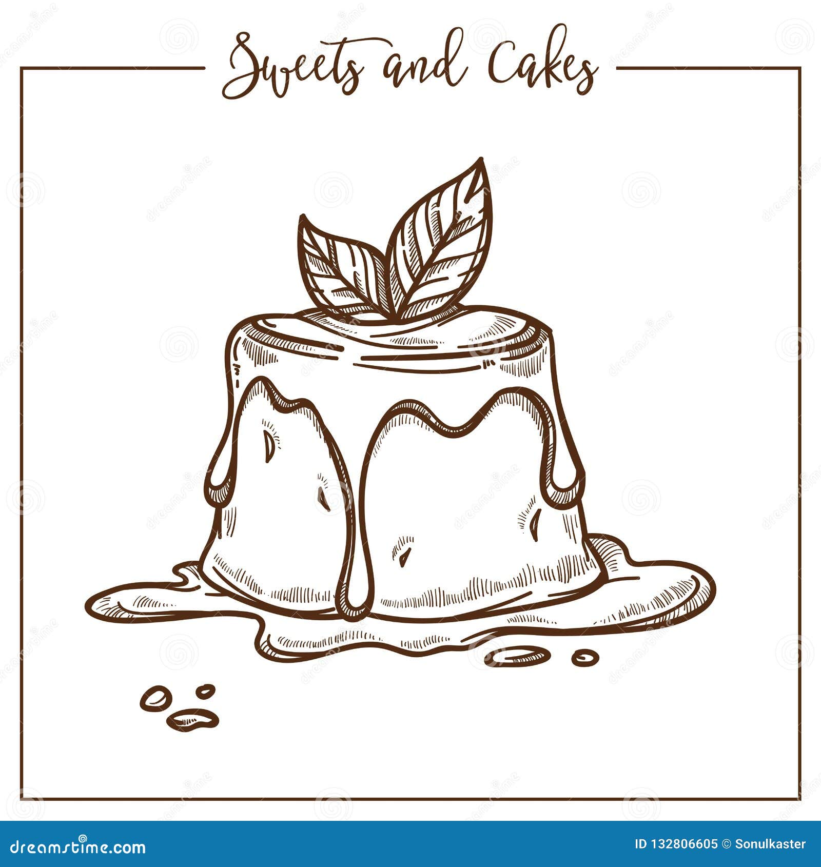 Sweets And Cakes, Dessert Made Of Jelly And Topping Stock Vector