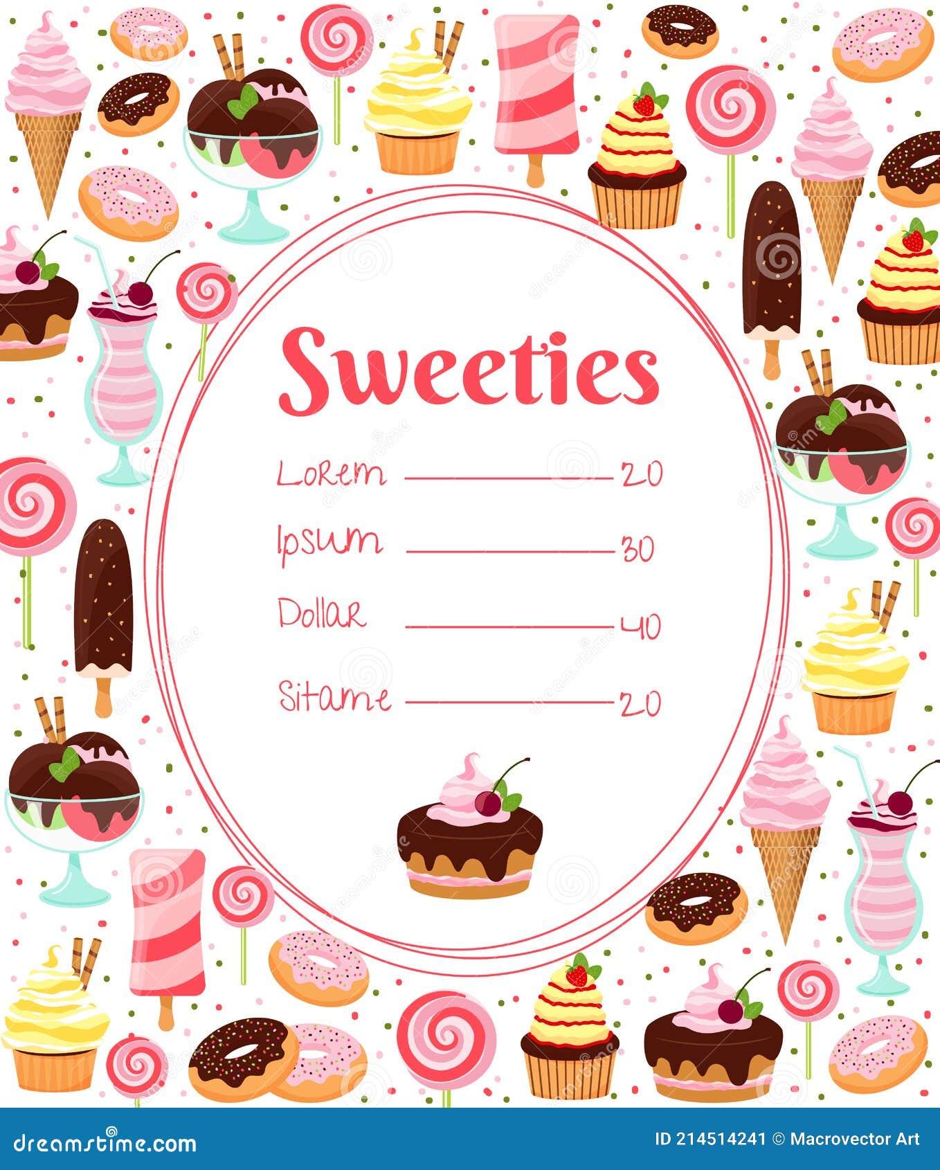 Sweets Menu Or Price List Template Vector Illustration CartoonDealer Sweets Menu Or Price List Template Vector Illustration CartoonDealer
