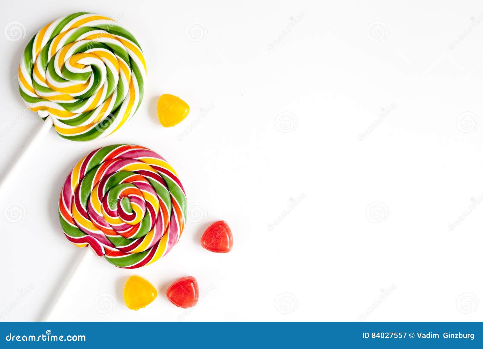 Sweets and Sugar Candies on White Background Top View Stock Image ...