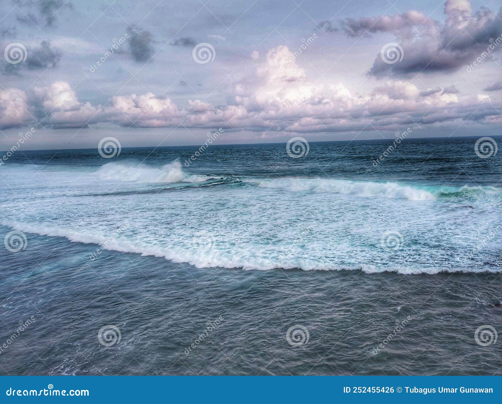 The Swell Blue Waves Were Made by the Wind Waves at the Sea Shore Stock