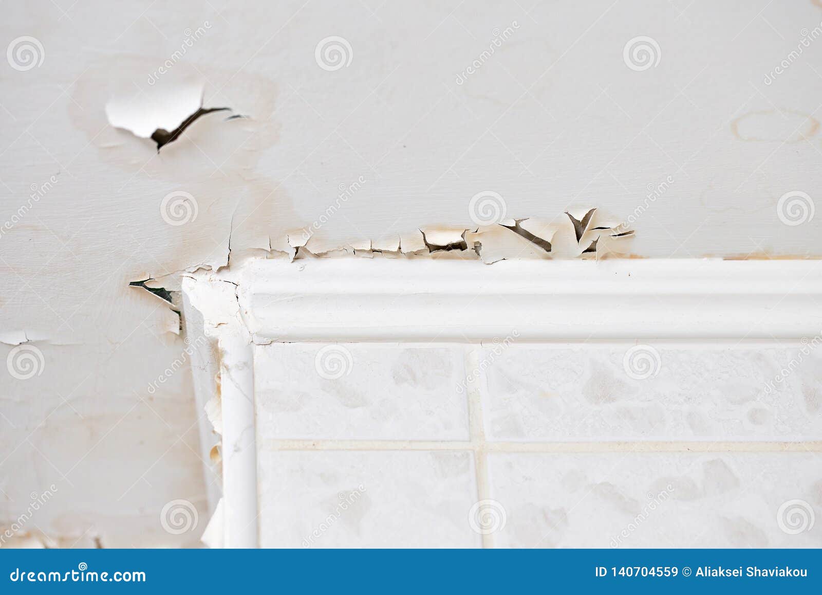 Swelling Leaking Of Whitewash And Plaster On Ceiling Of