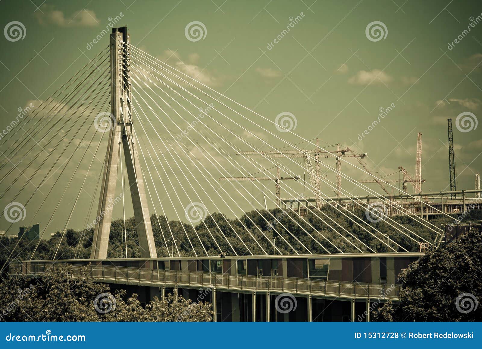 swietokrzyski bridge on vistula river in warsaw.