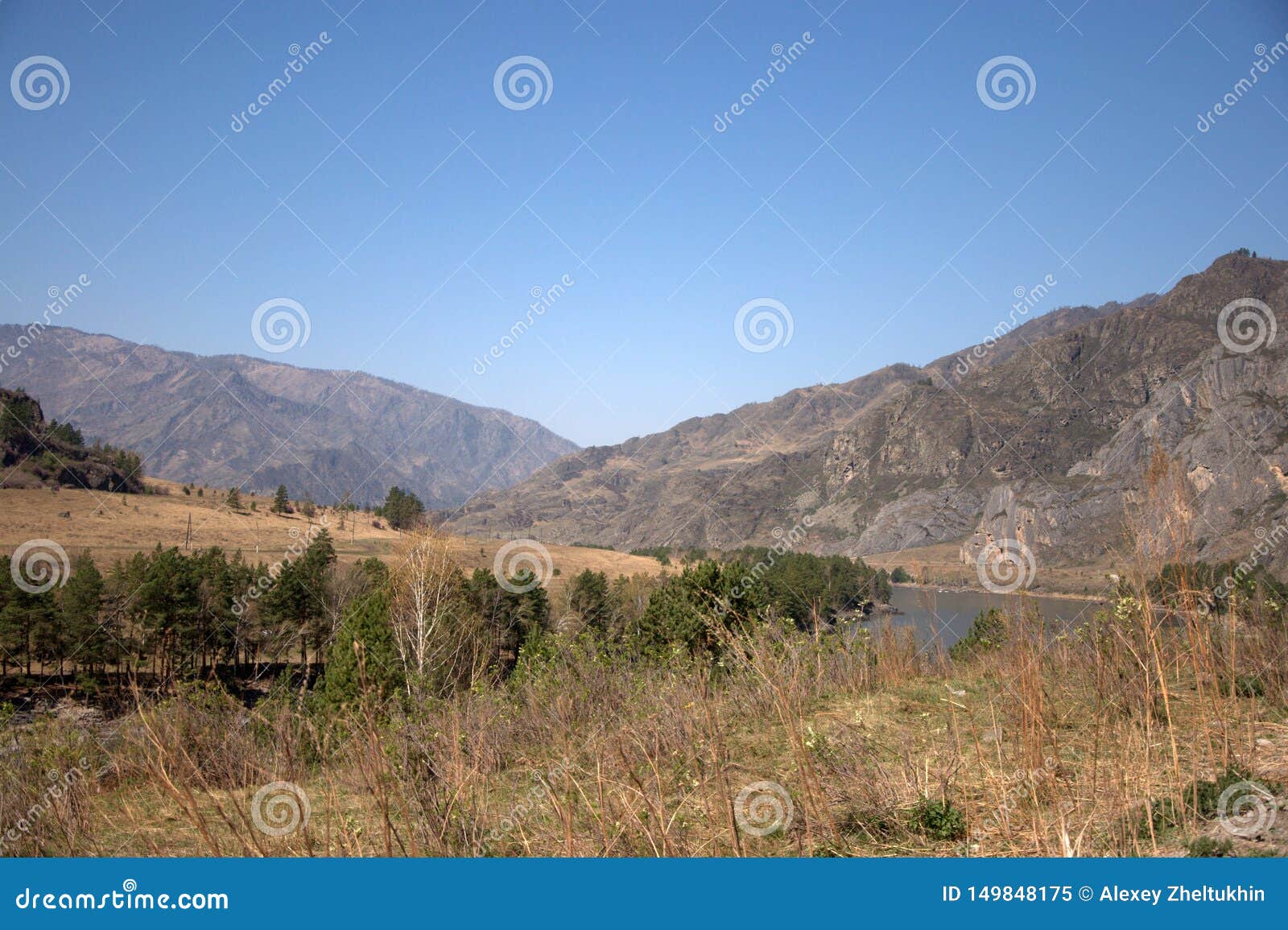 The Swift Katun River Carries Its Turquoise Waters Along The Foot Of