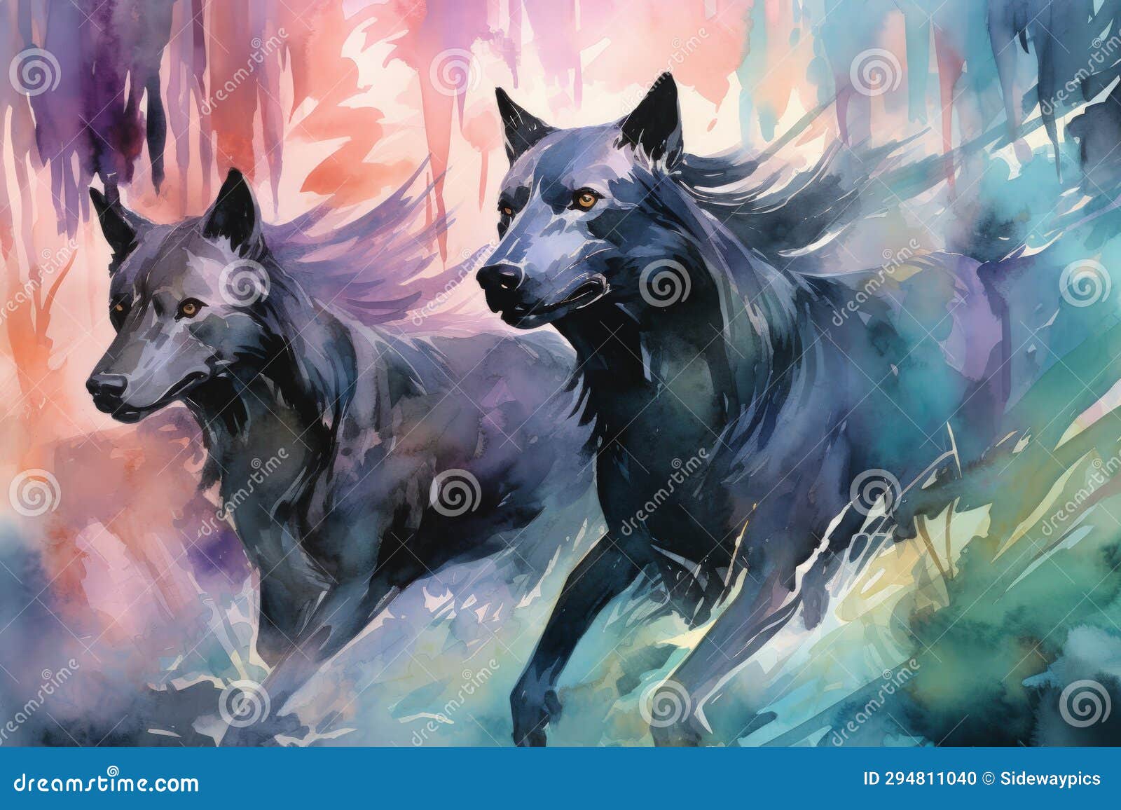 Swift Shadow Wolves, Blending Seamlessly into the Night As they Hunt 