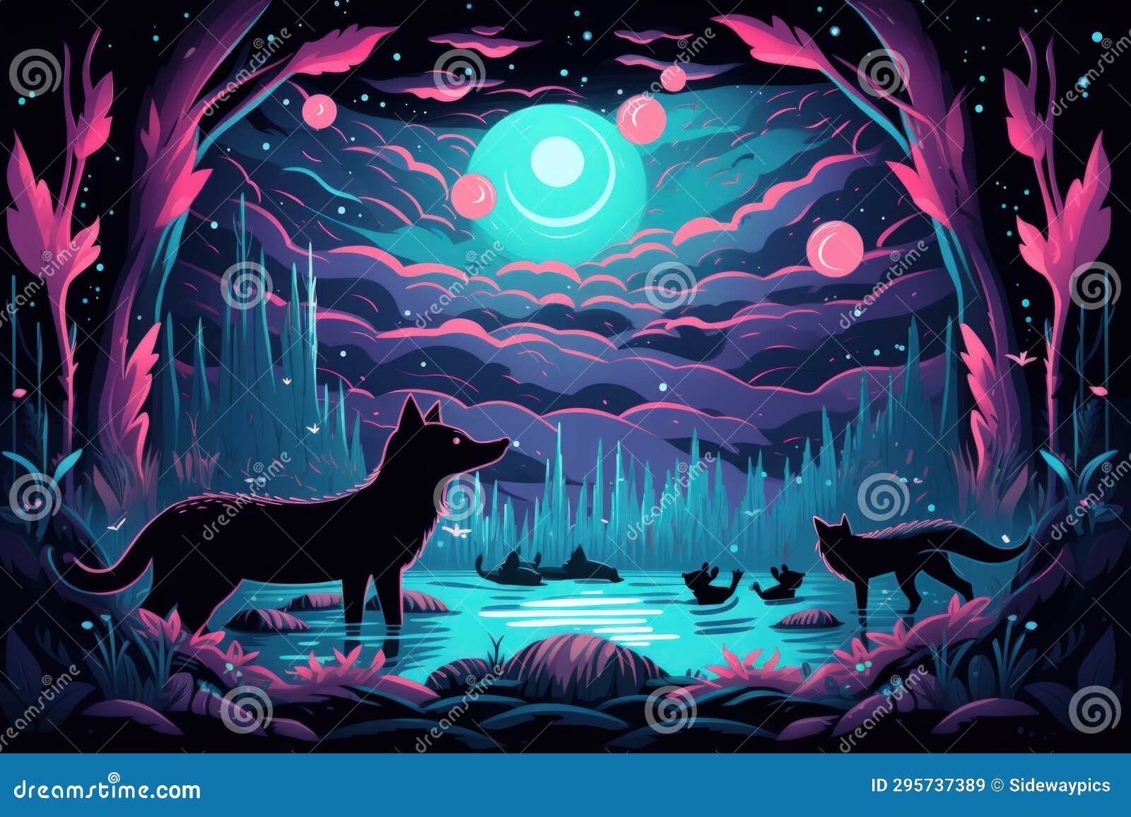 Swift Shadow Wolves, Blending Seamlessly into the Night As they Hunt 