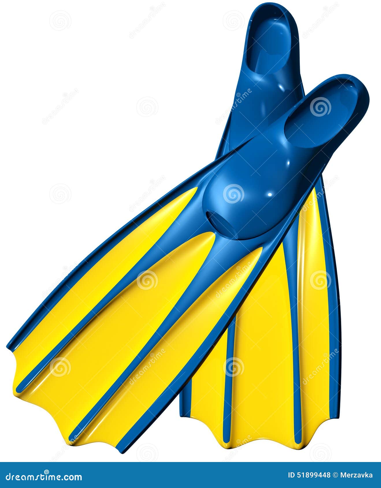swim fins with blue rubber and yellow plastic