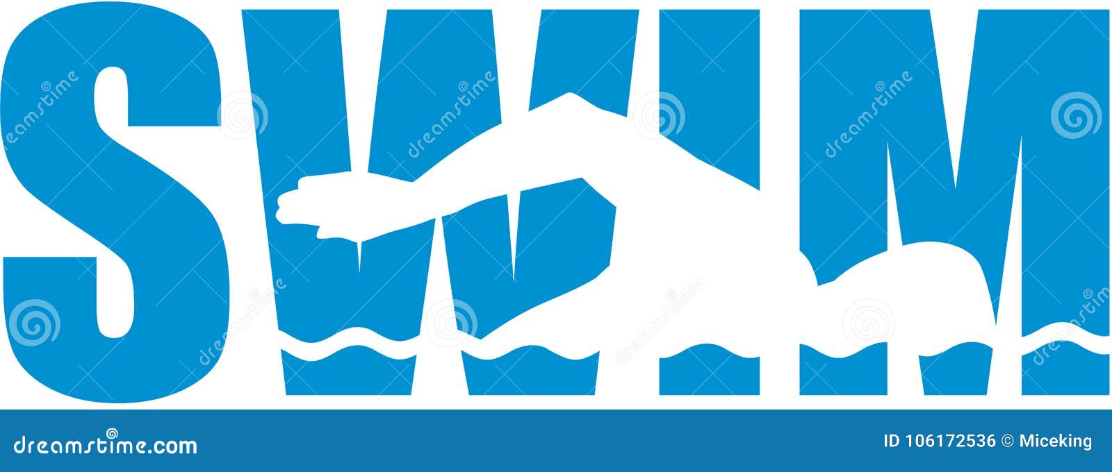 swim word with swimmer cutout