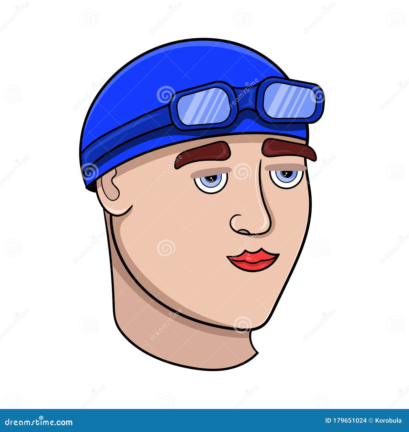 Swimmer In Cap And Goggles, Vector Illustration Stock Vector