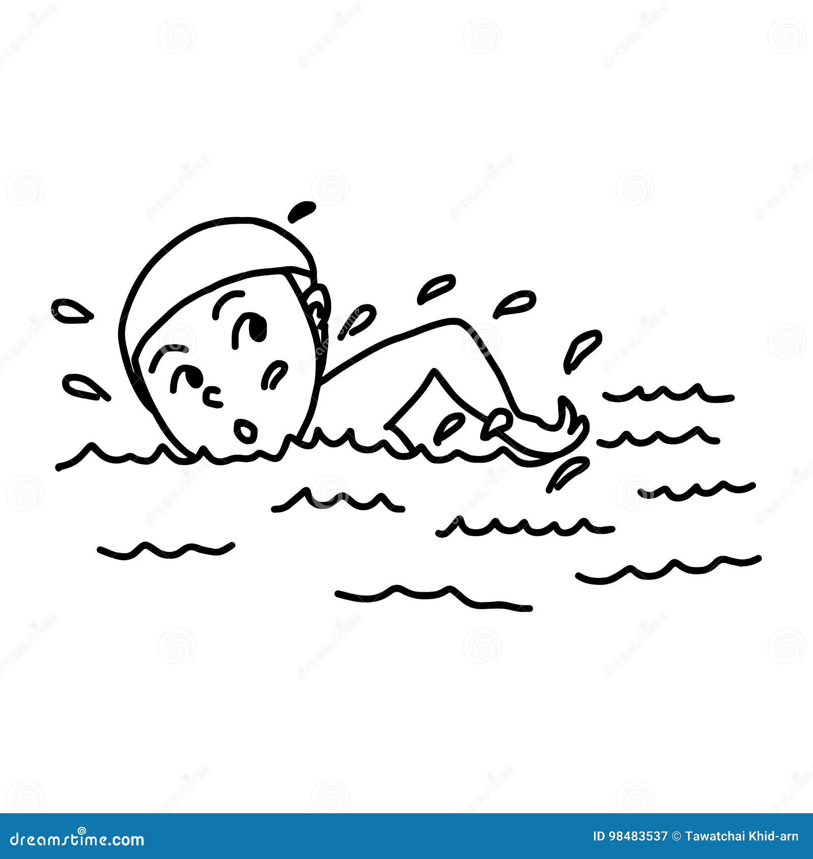 Swimmer - Vector Illustration Sketch Hand Drawn with Black Lines Stock  Vector - Illustration of internet, isolated: 98483537
