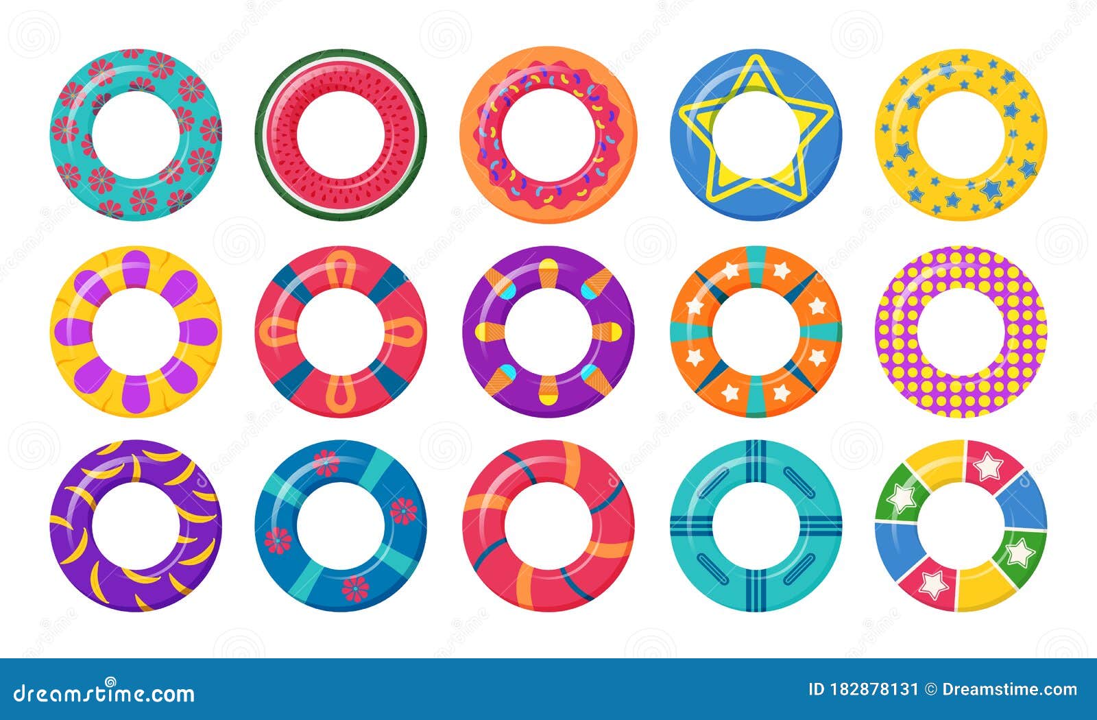 Swim rings set. editorial photo. Illustration of design 182878131