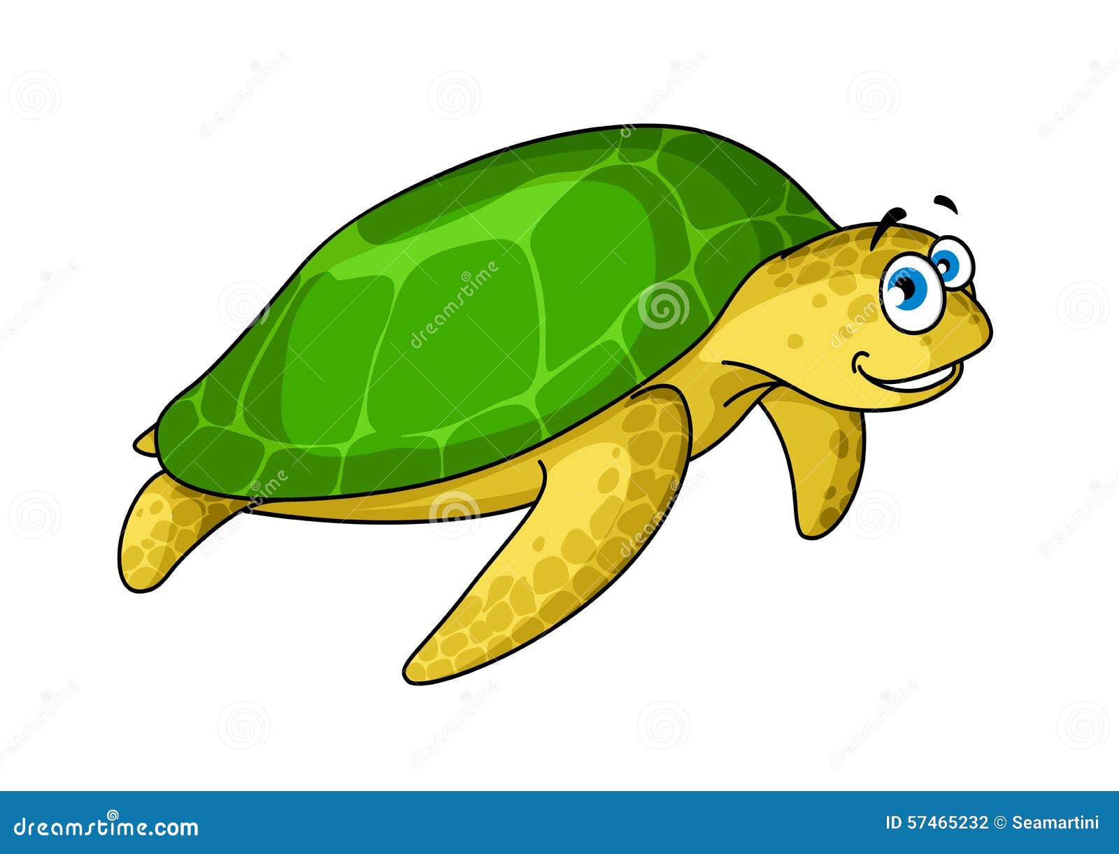 Swimming Cartoon Green Turtle Animal Stock Vector - Illustration of funny,  marine: 57465232