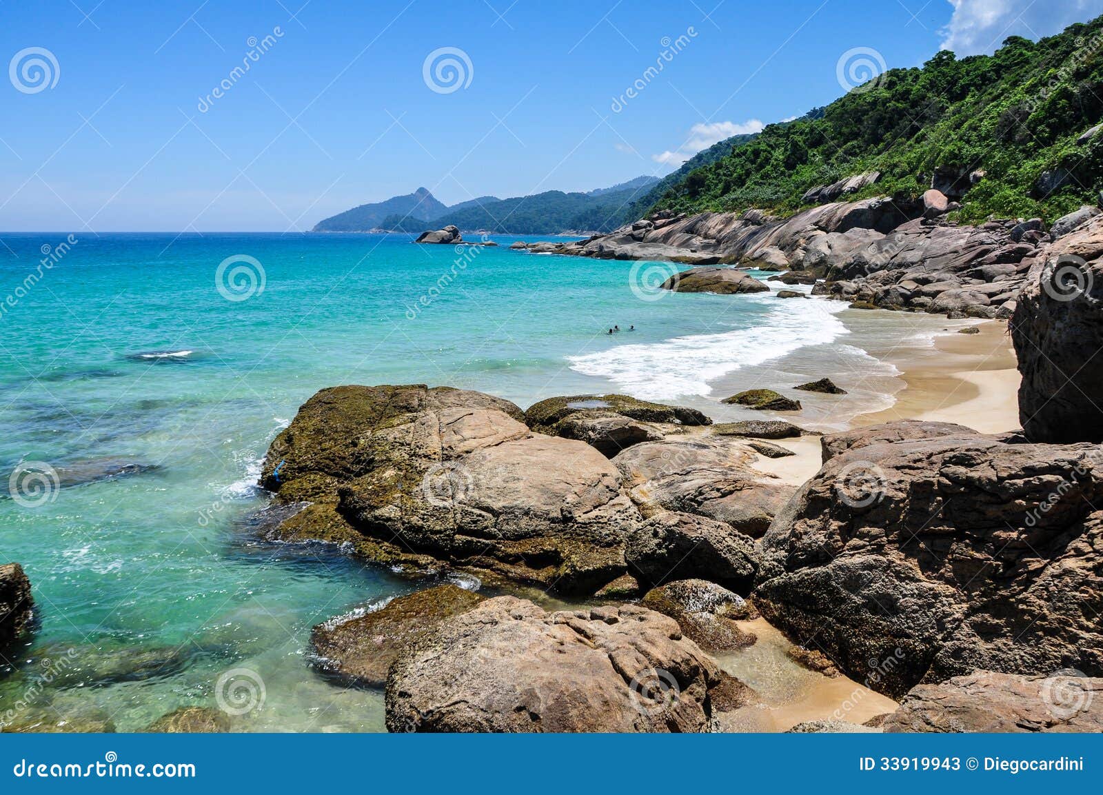 swimming and enjoying the beach and nature of lopes mendes at ilha grande. brazil. rio do janeiro.