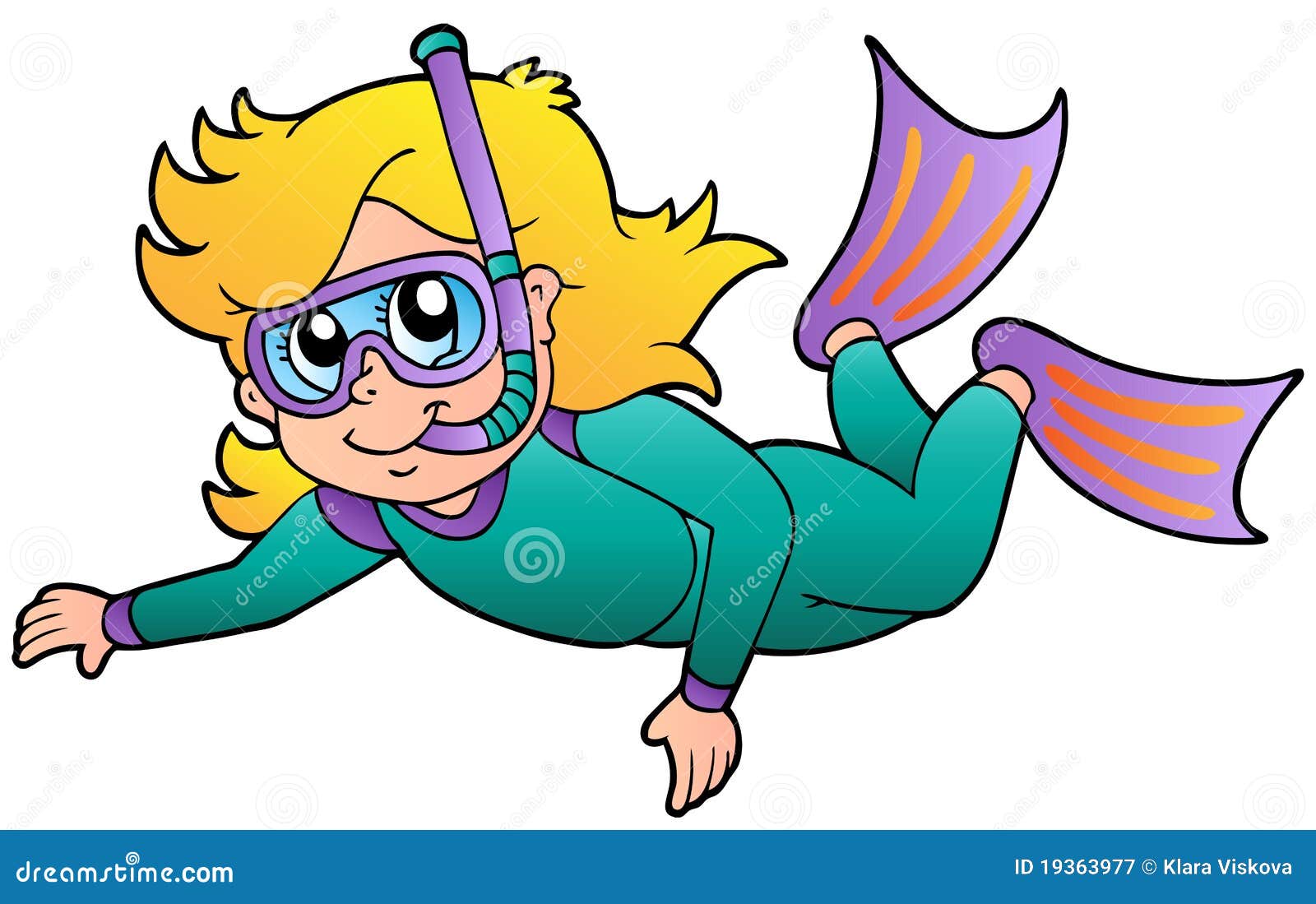 Swimming Girl Snorkel Diver Royalty Free Stock Photography - Image