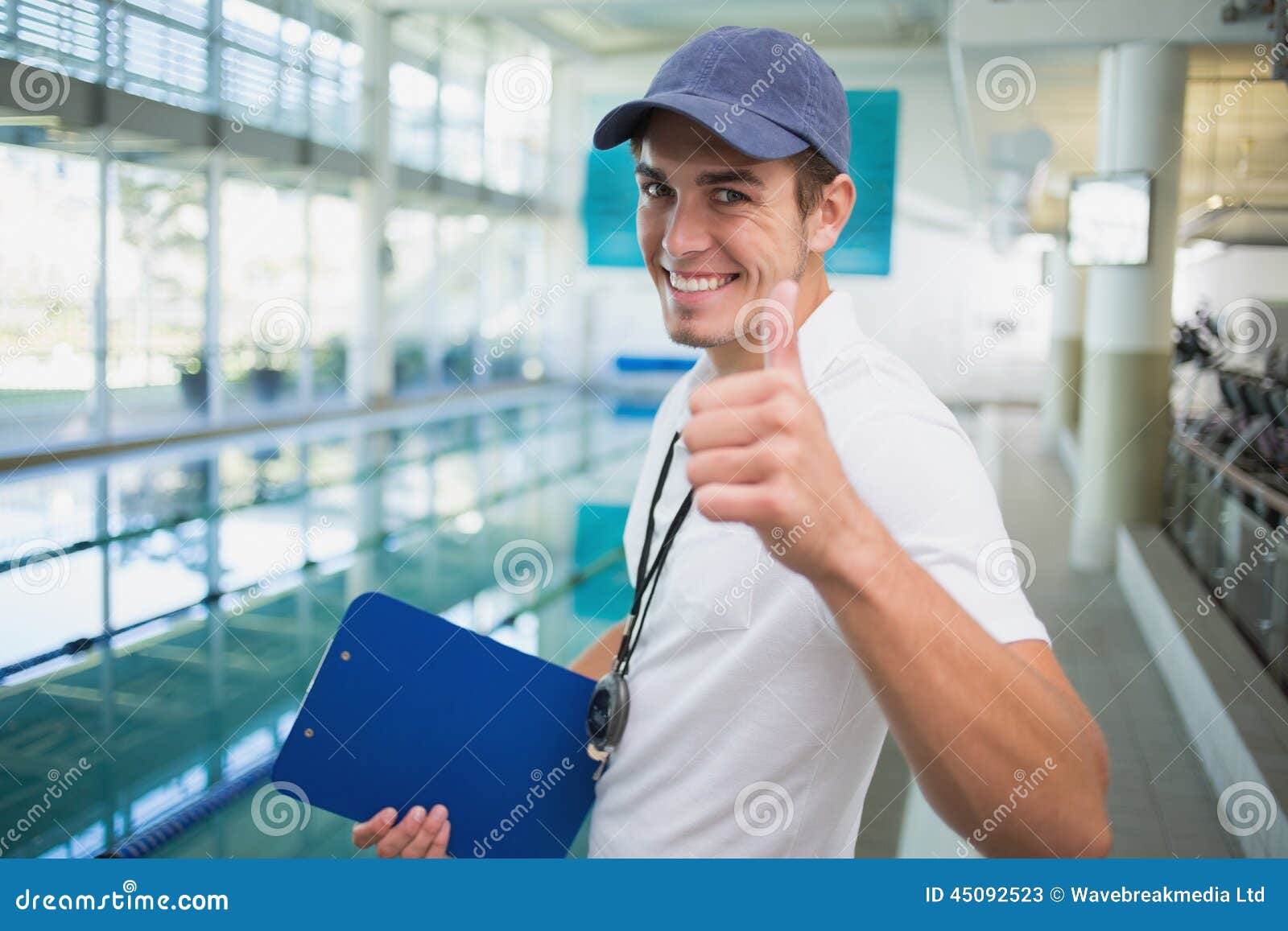 Swimming Instructor Smiling at Camera by the Pool Stock Image Image