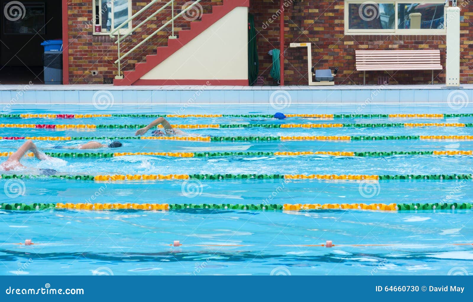 Swimming Laps Outdoor Pool Stock Photo Image 64660730