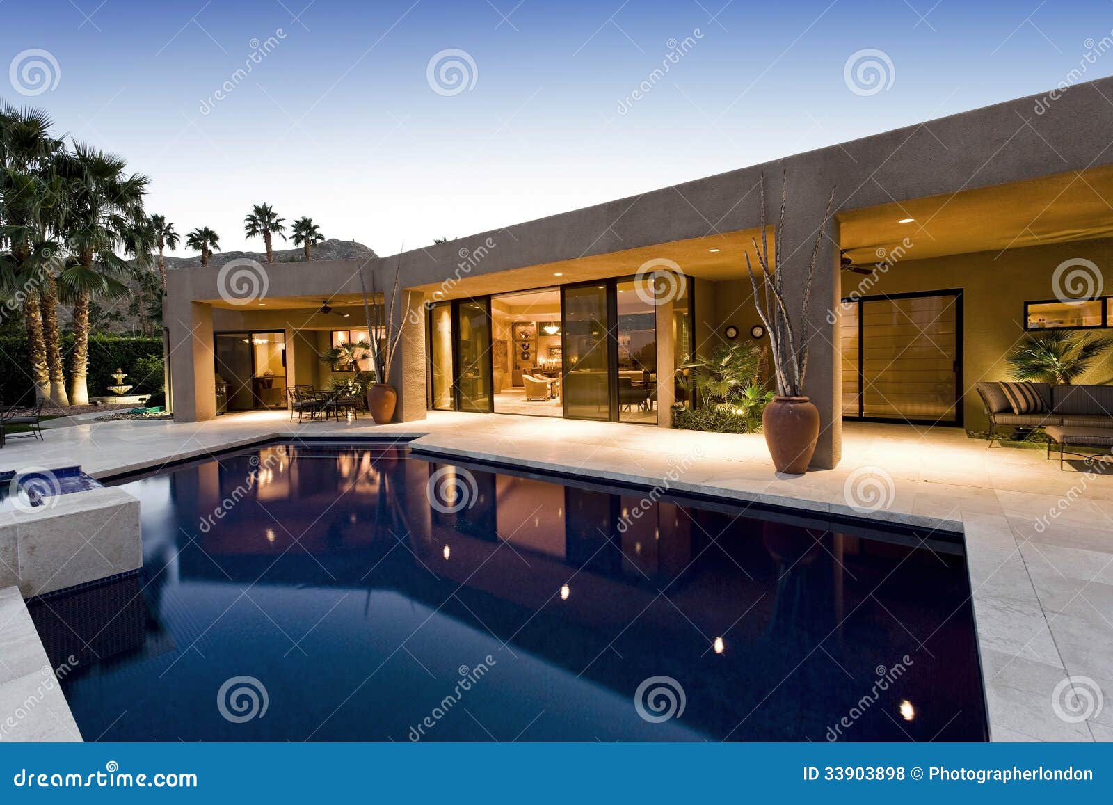 swimming pool against modern house