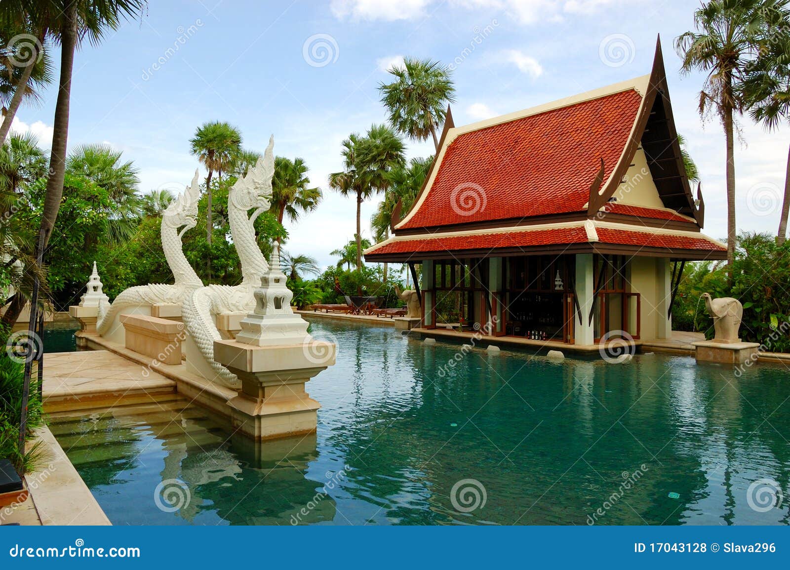 swimming pool and bar in tradional thai style